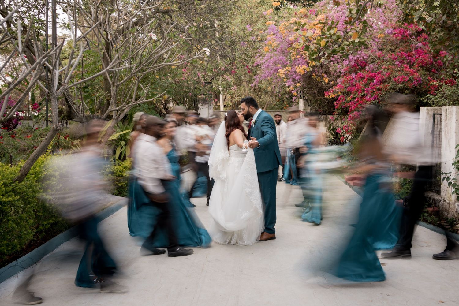 A creative Photograph of a bride and groom at amita rasa Bengaluru