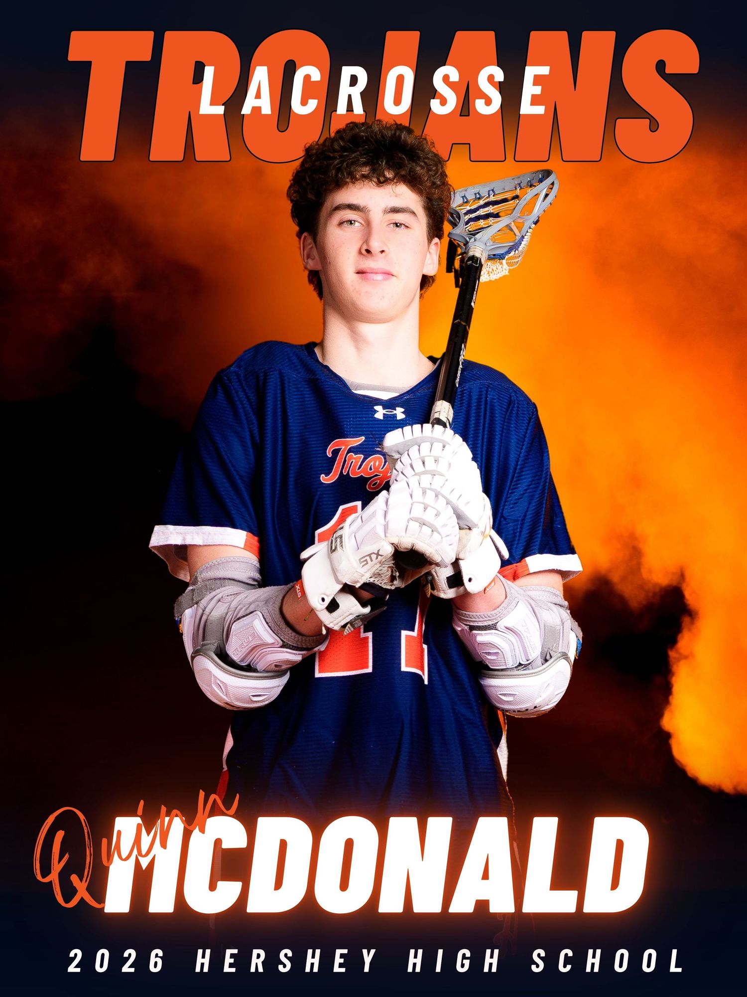 Quinn McDonald, Hershey Trojans boys lacrosse Media Day portrait, by Deanna Fox, SportsFox Photography based in Hershey PA