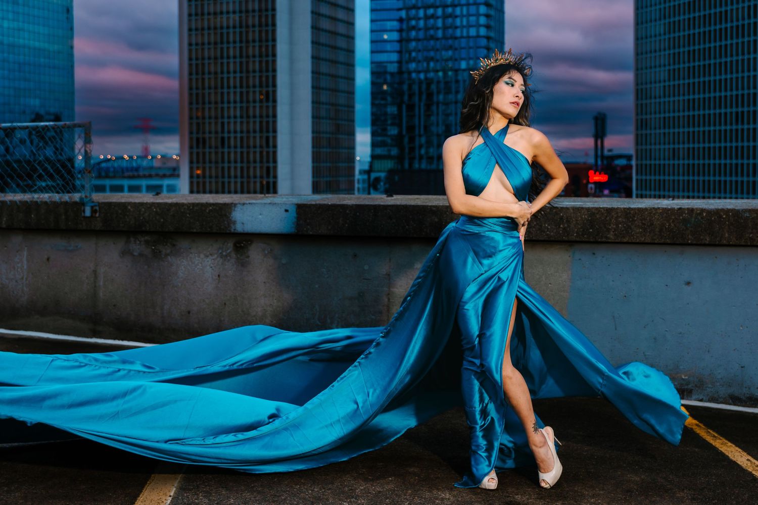 Flying dress photography by Wollongong photographer Angelique Kelly