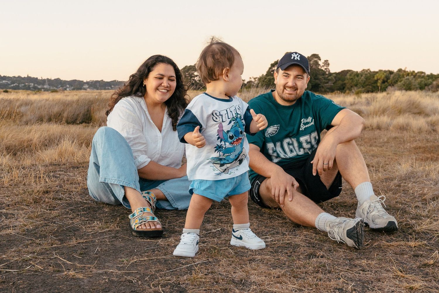 Family session at Ambury Regional Park during sunset