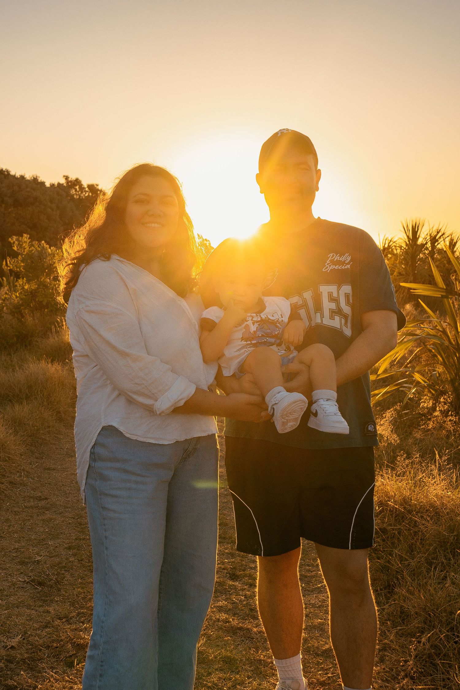 Family session at Ambury Regional Park during sunset
