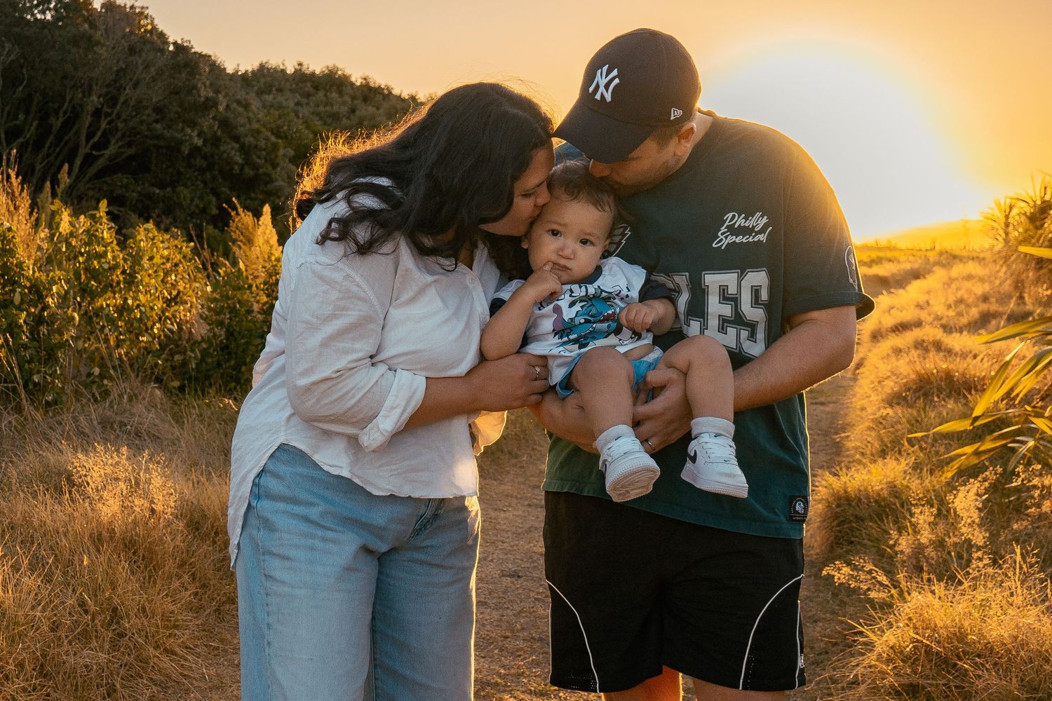 Family session at Ambury Regional Park during sunset
