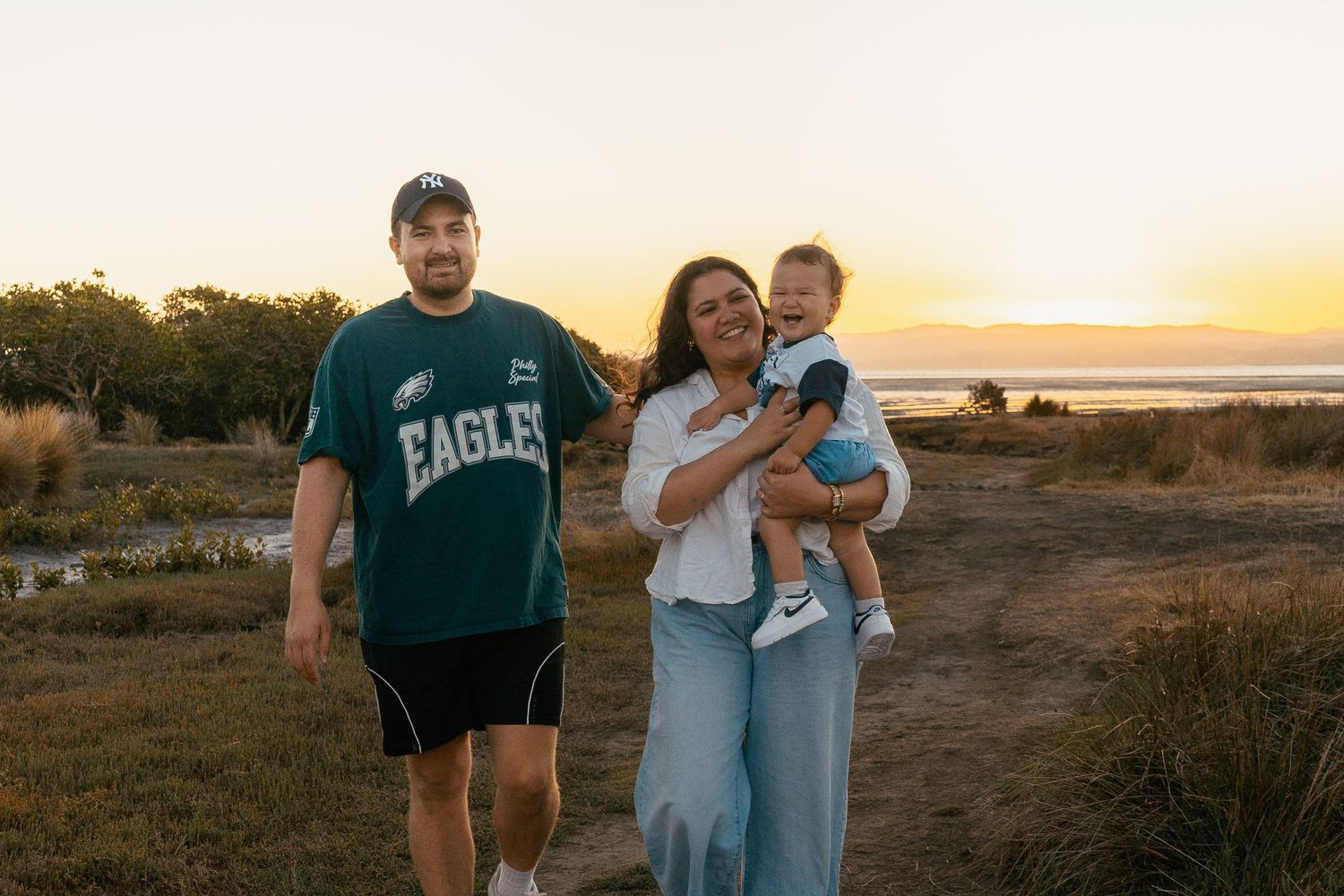 Family session at Ambury Regional Park during sunset