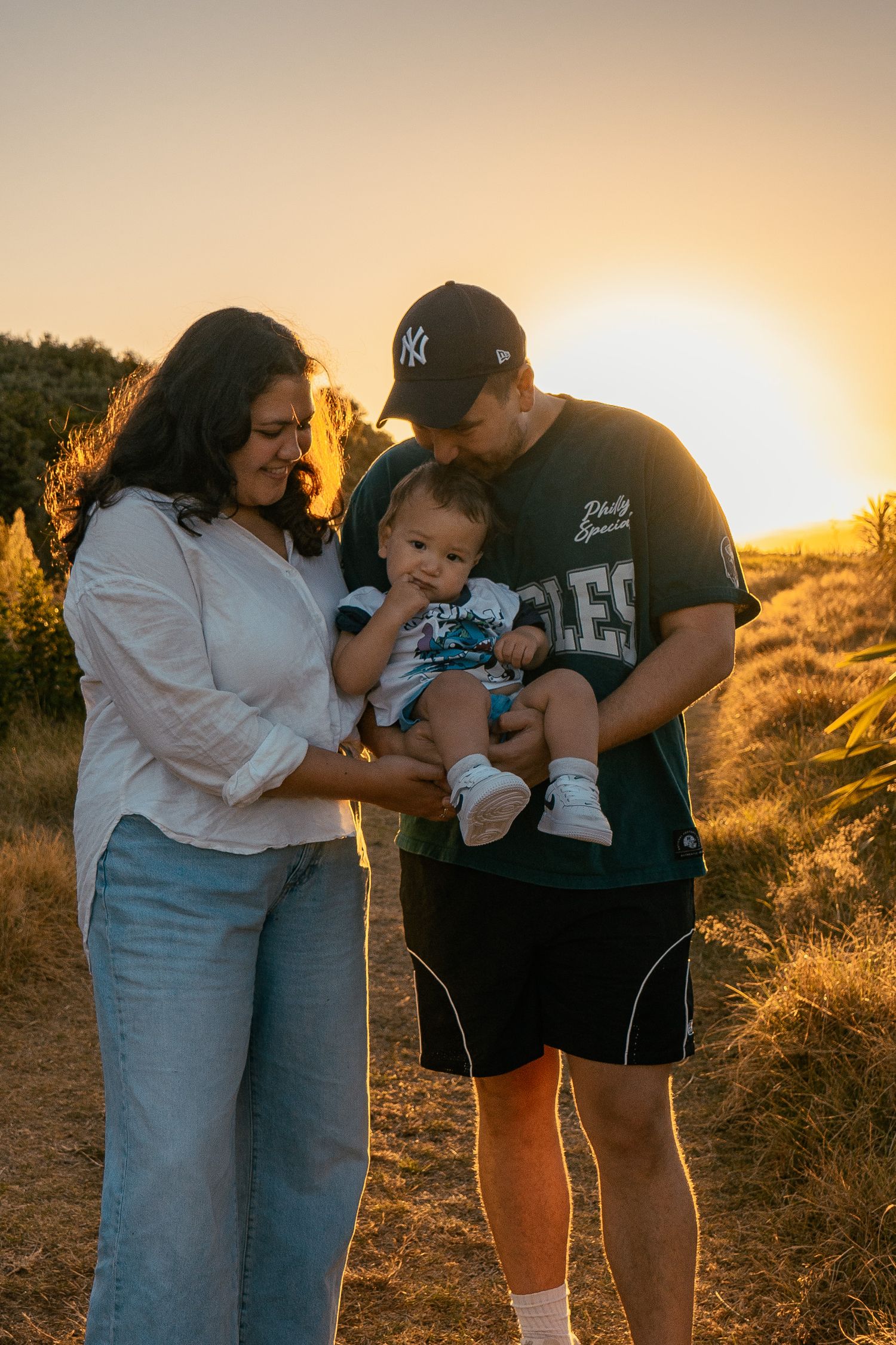 Family session at Ambury Regional Park during sunset