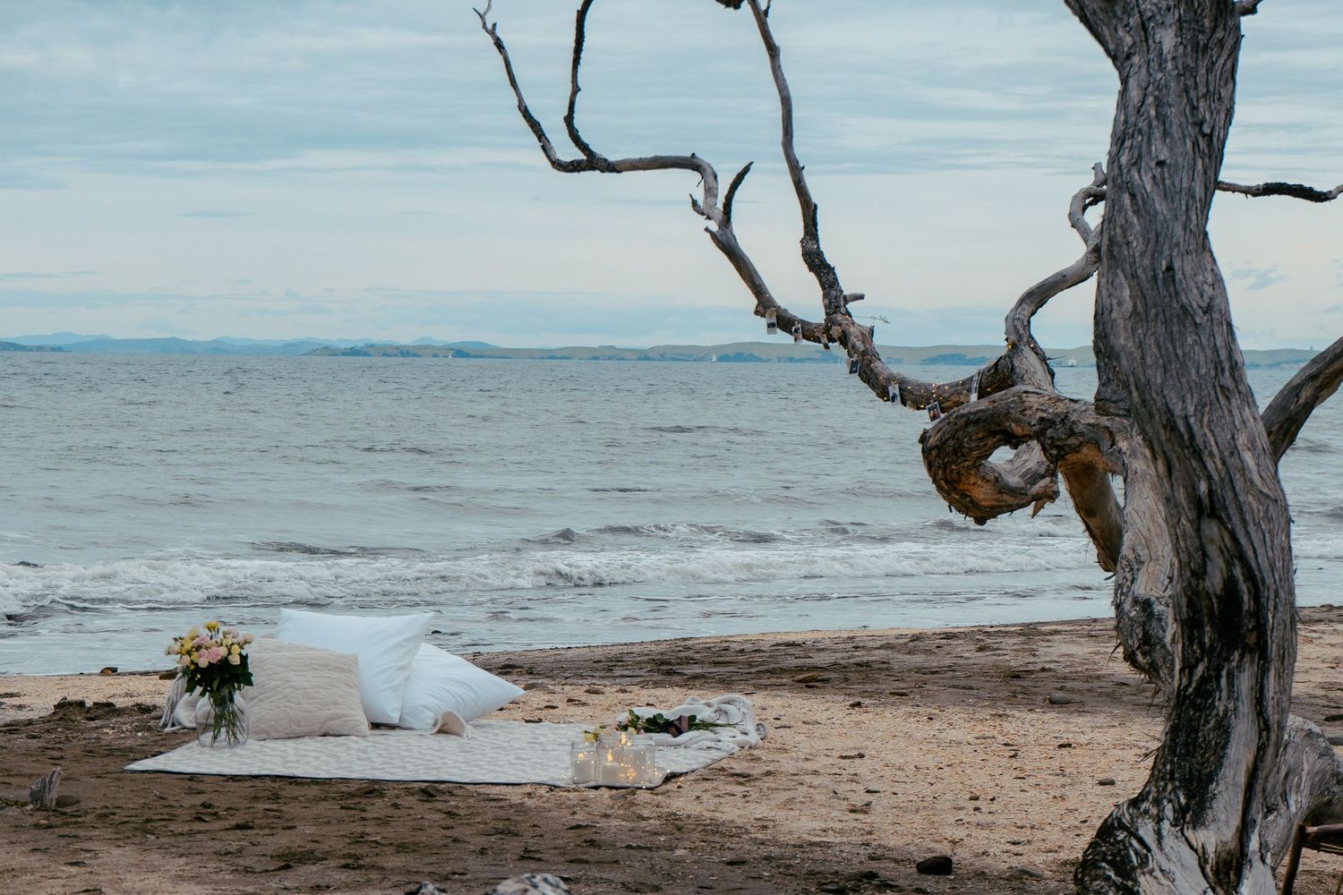 A sweet and romantic proposal at Granny's Bay, Auckland shot by YM Photography, A beautiful engagement session for the couple as well.