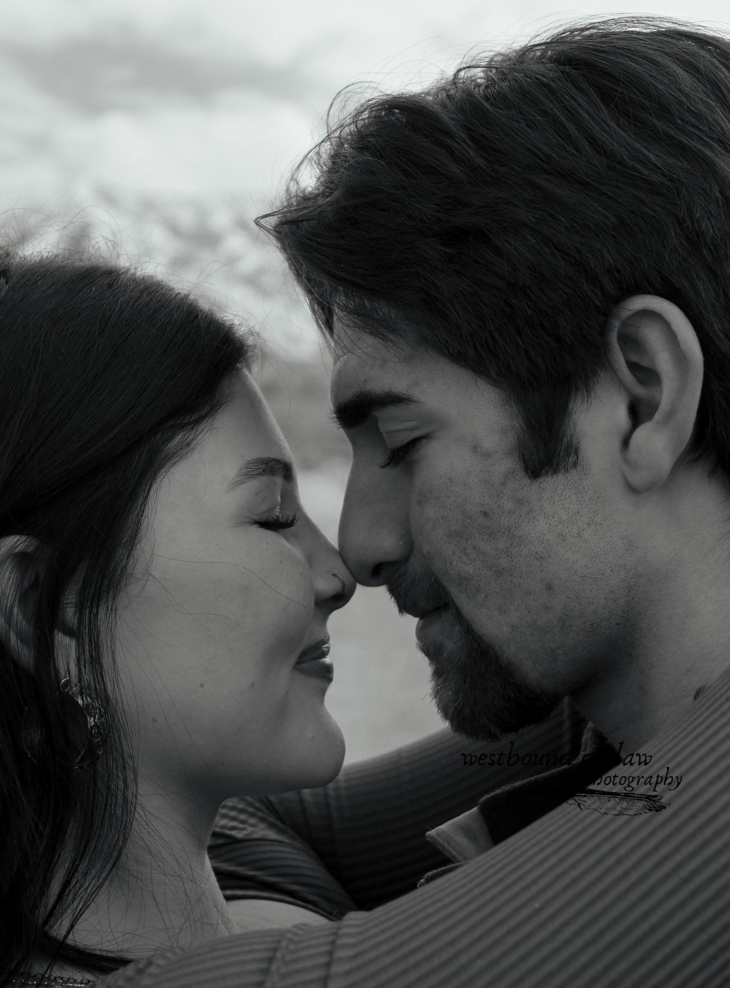 couple doing an eskimo kiss