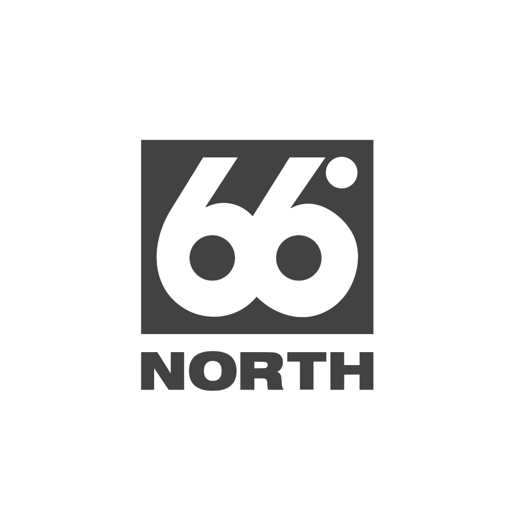 Geometric logo design featuring '66 NORTH' in modern minimalist style.