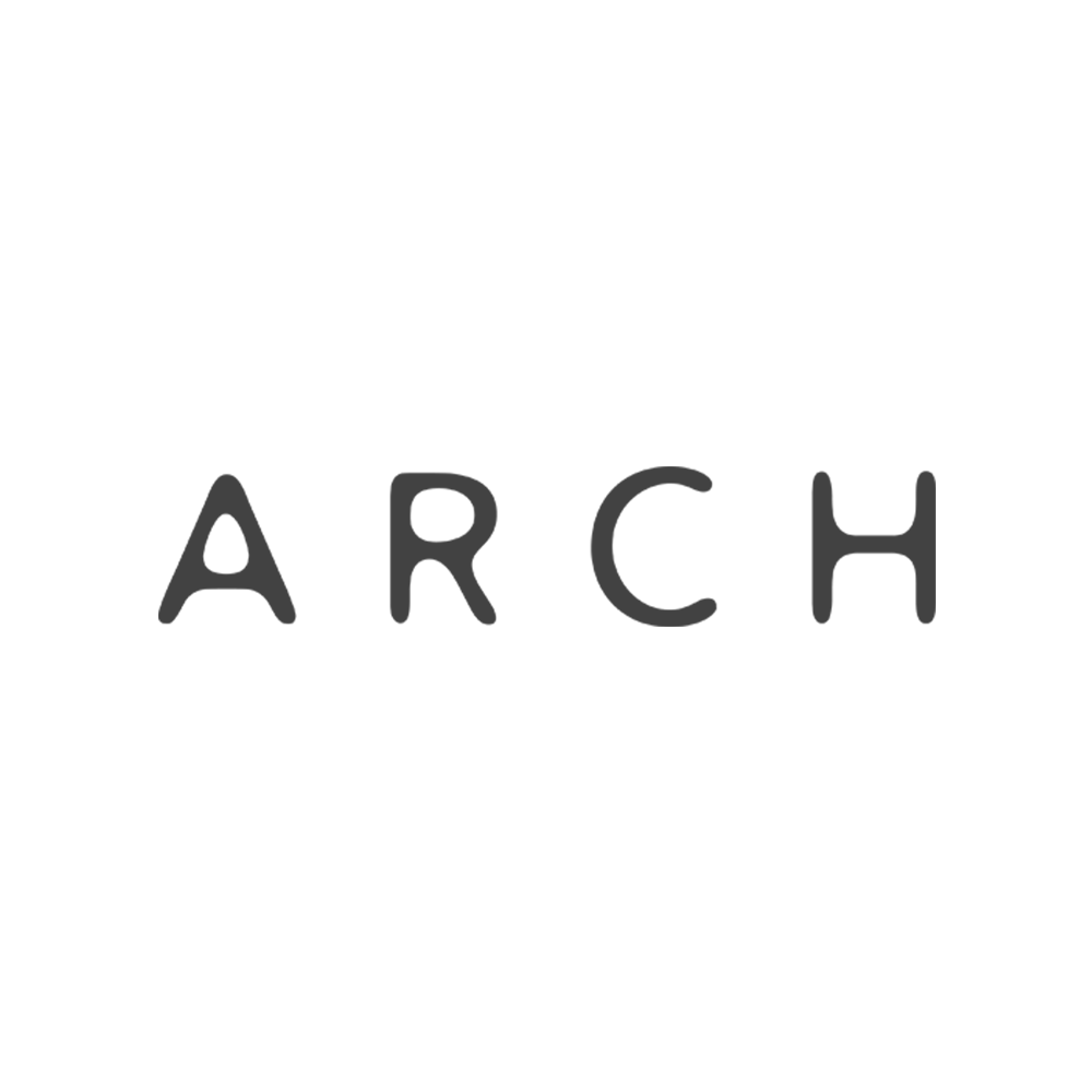 Minimalist typography showing 'ARCH' in spaced letters on black background.