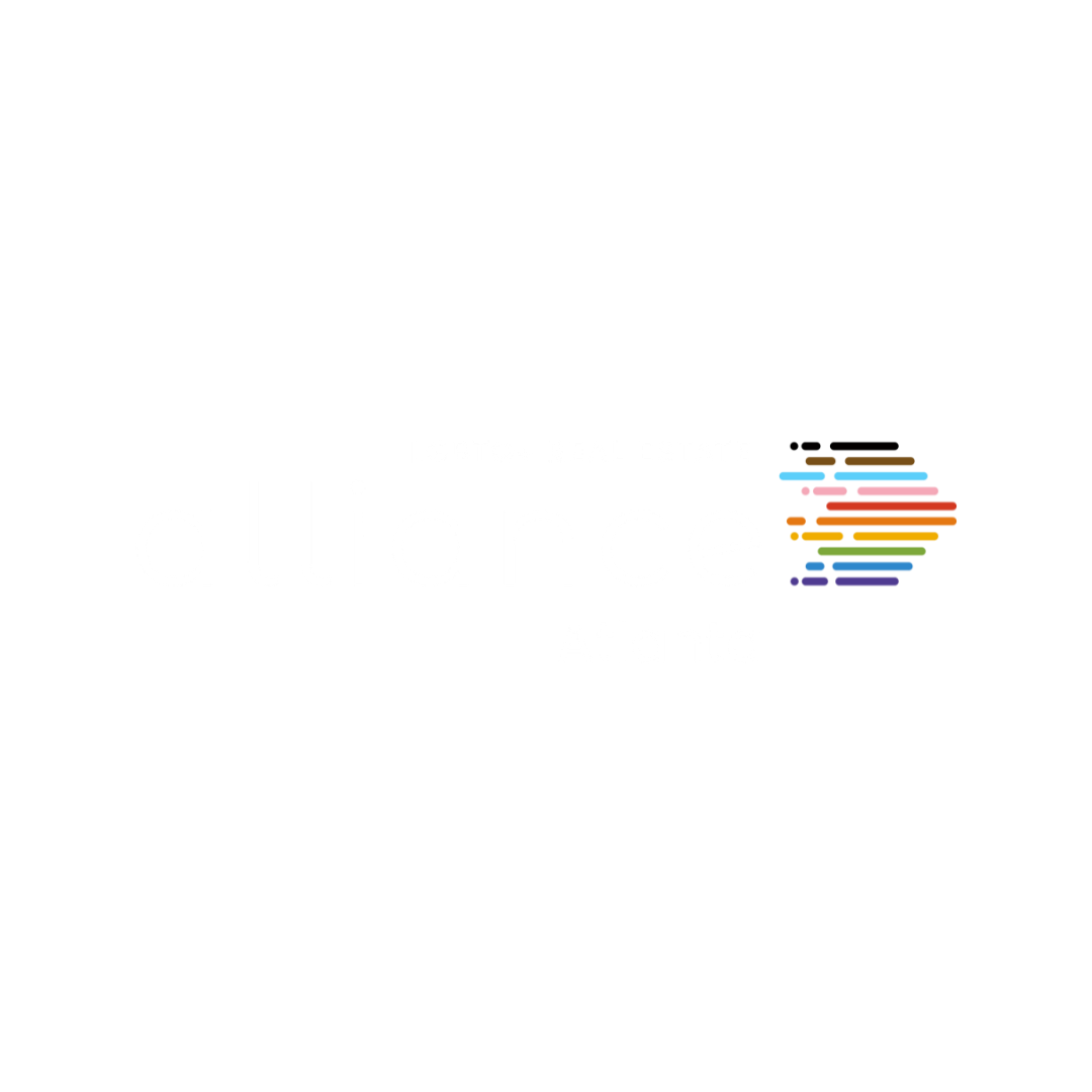 White Alliance Atlanta text logo with colorful horizontal stripes on a transparent background.