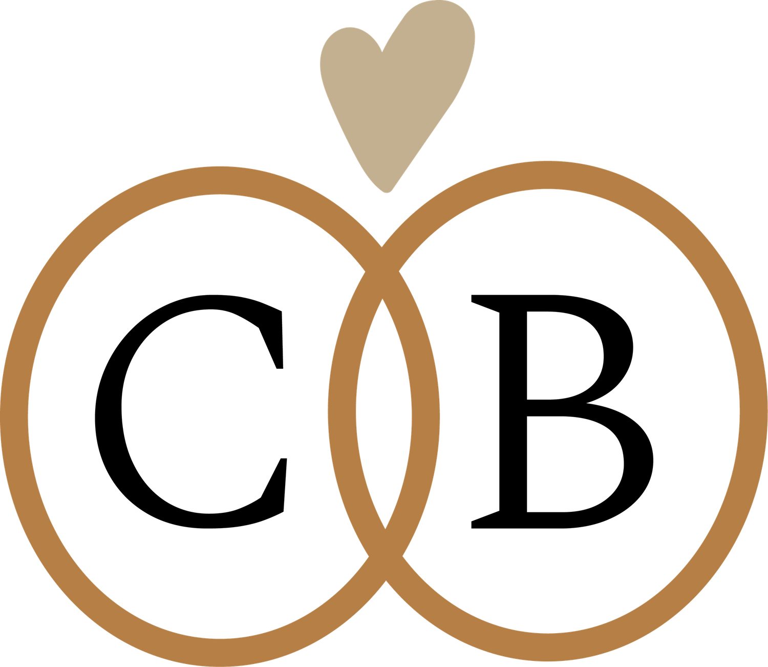 Decorative brown heart and circle shapes arranged in a repeating pattern on a white background.