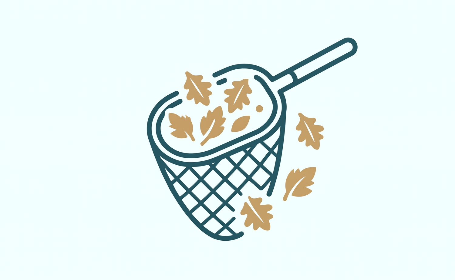 Pool net scooping up leaves.