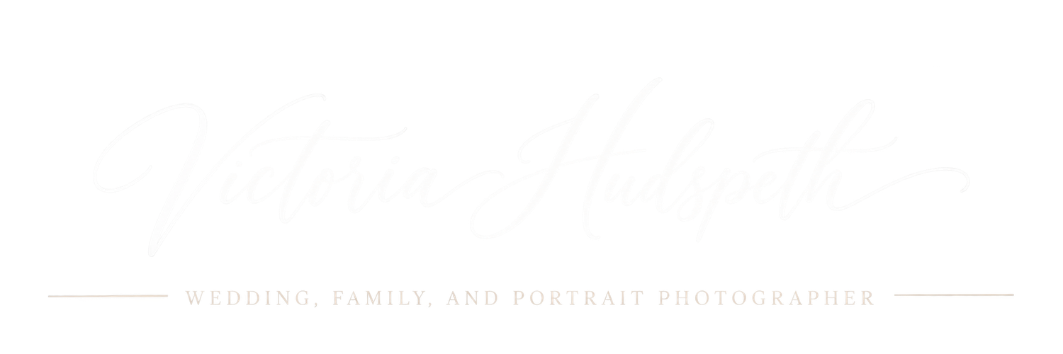 White text logo for a wedding, family, and portrait photographer on a transparent background.