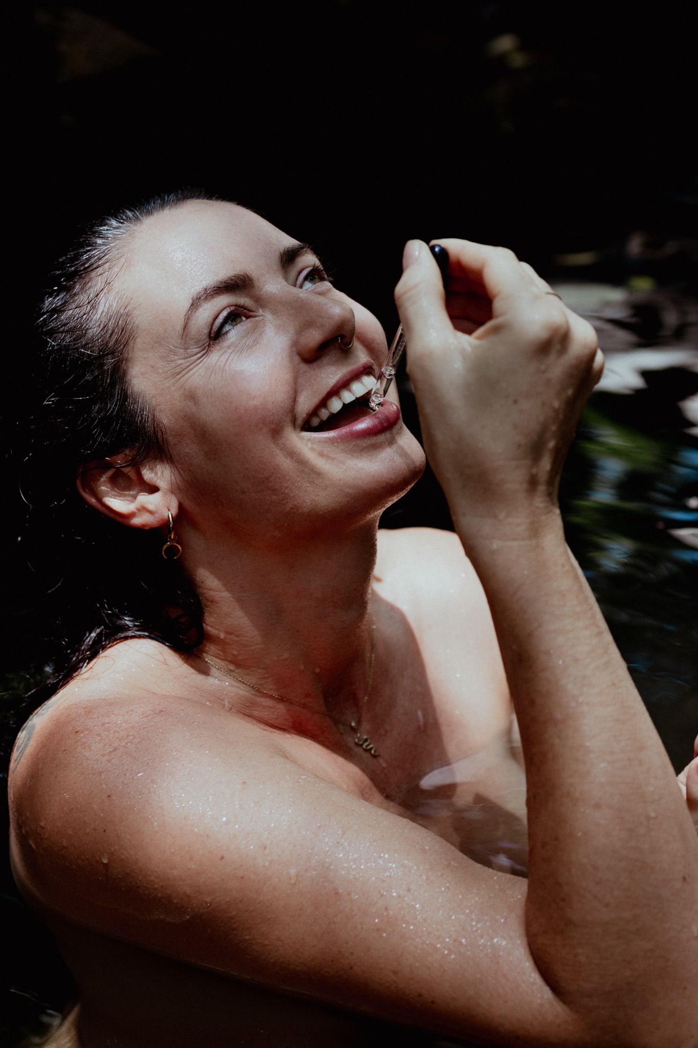 Artistic close-up shots showing expressions of joy and laughter.