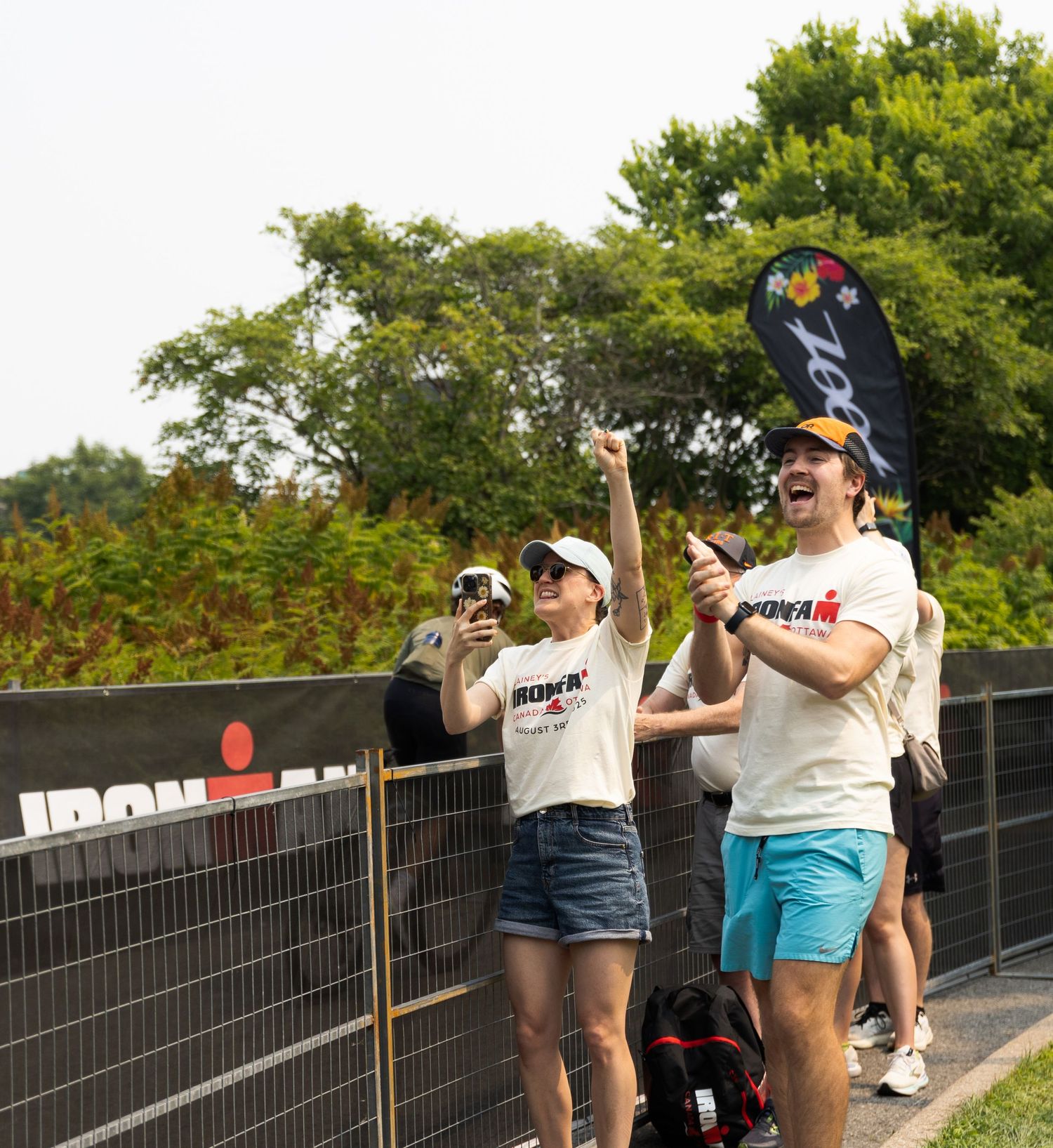 Crowd cheering on Ironman Ottawa