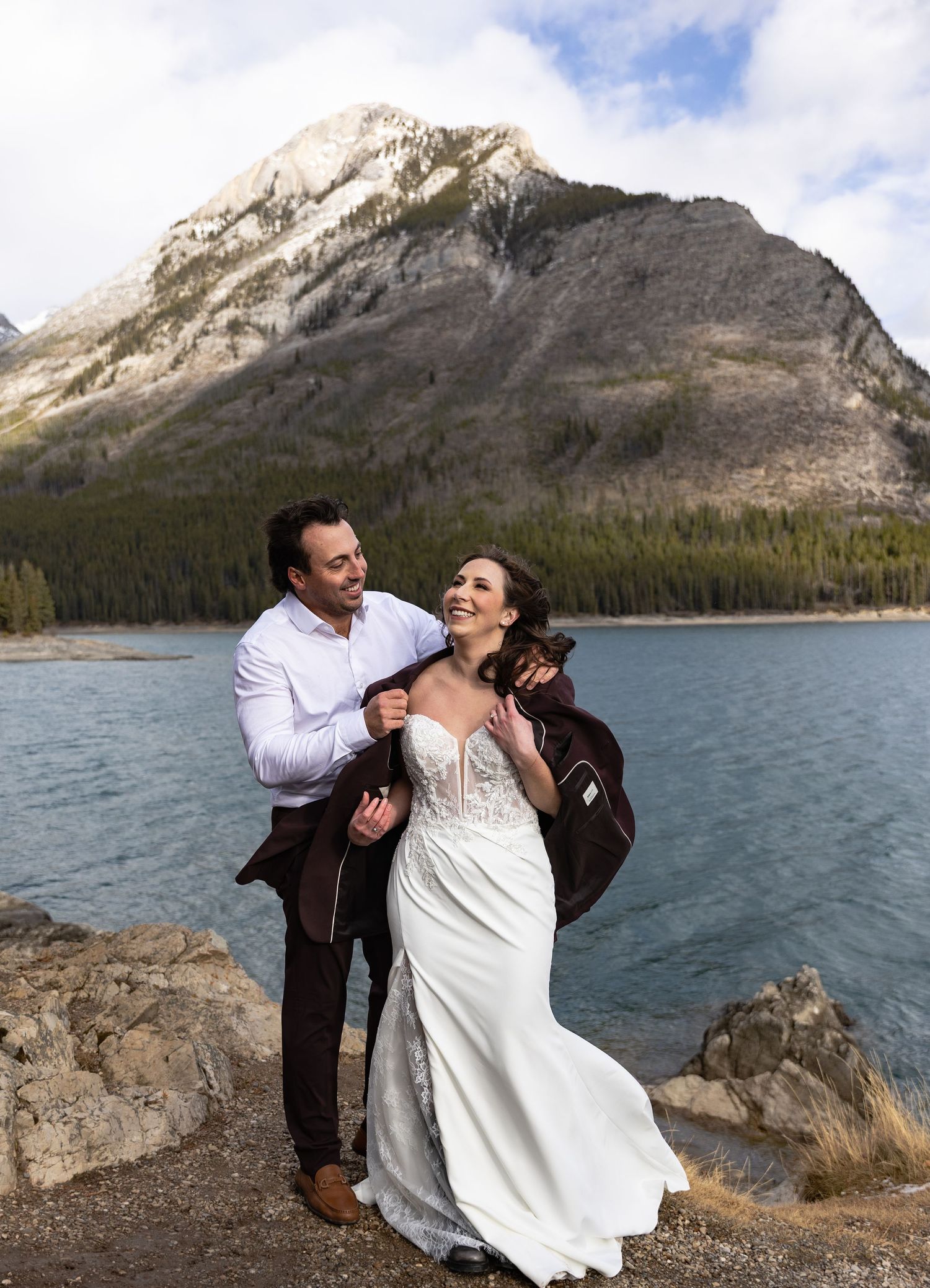 Banff national park bride and groom elopement