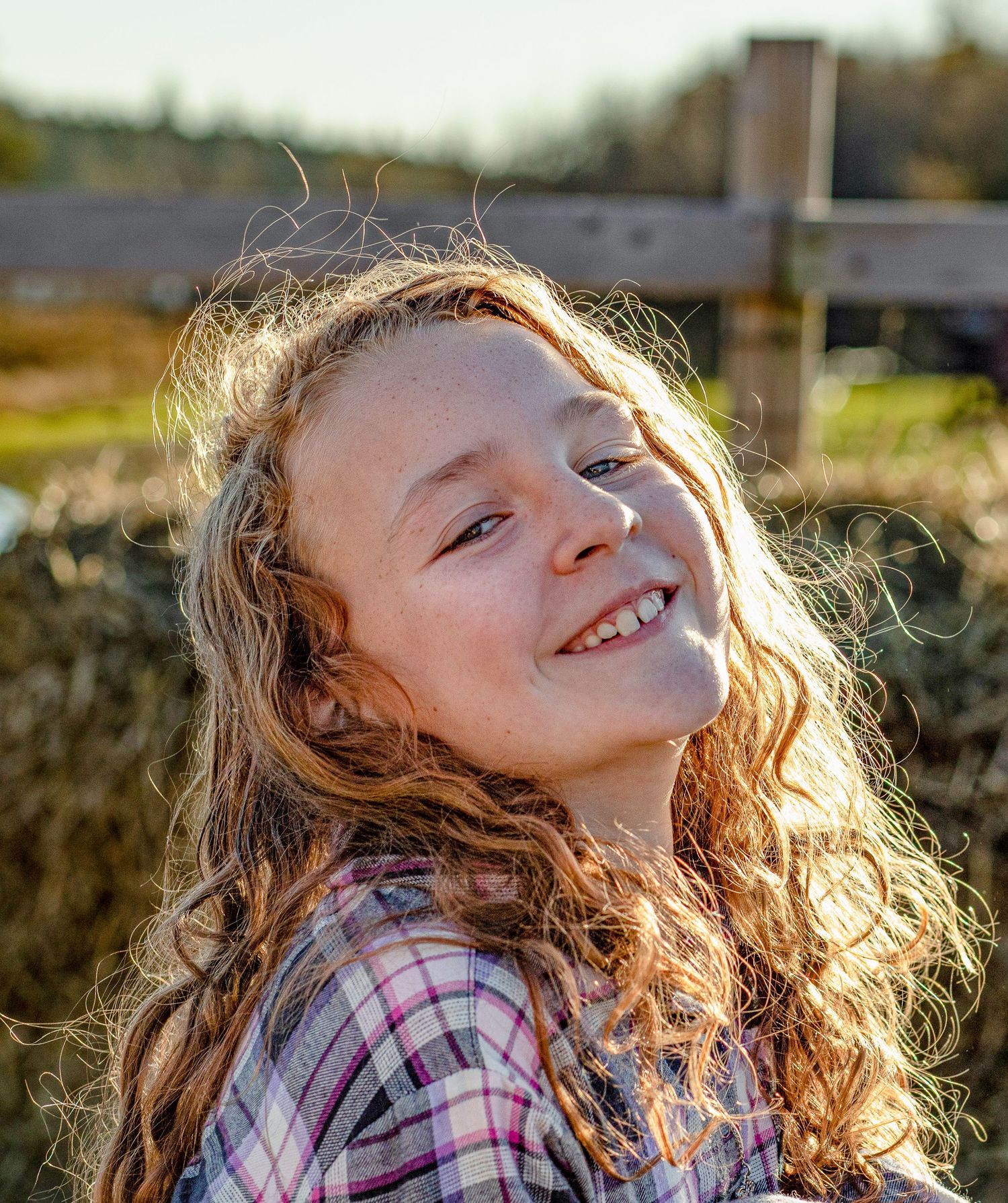 Sun shining on her face portrait