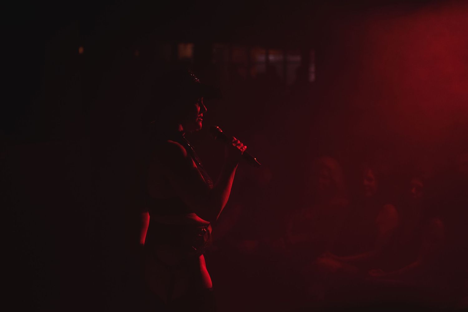 Back shot from host at burlesque show