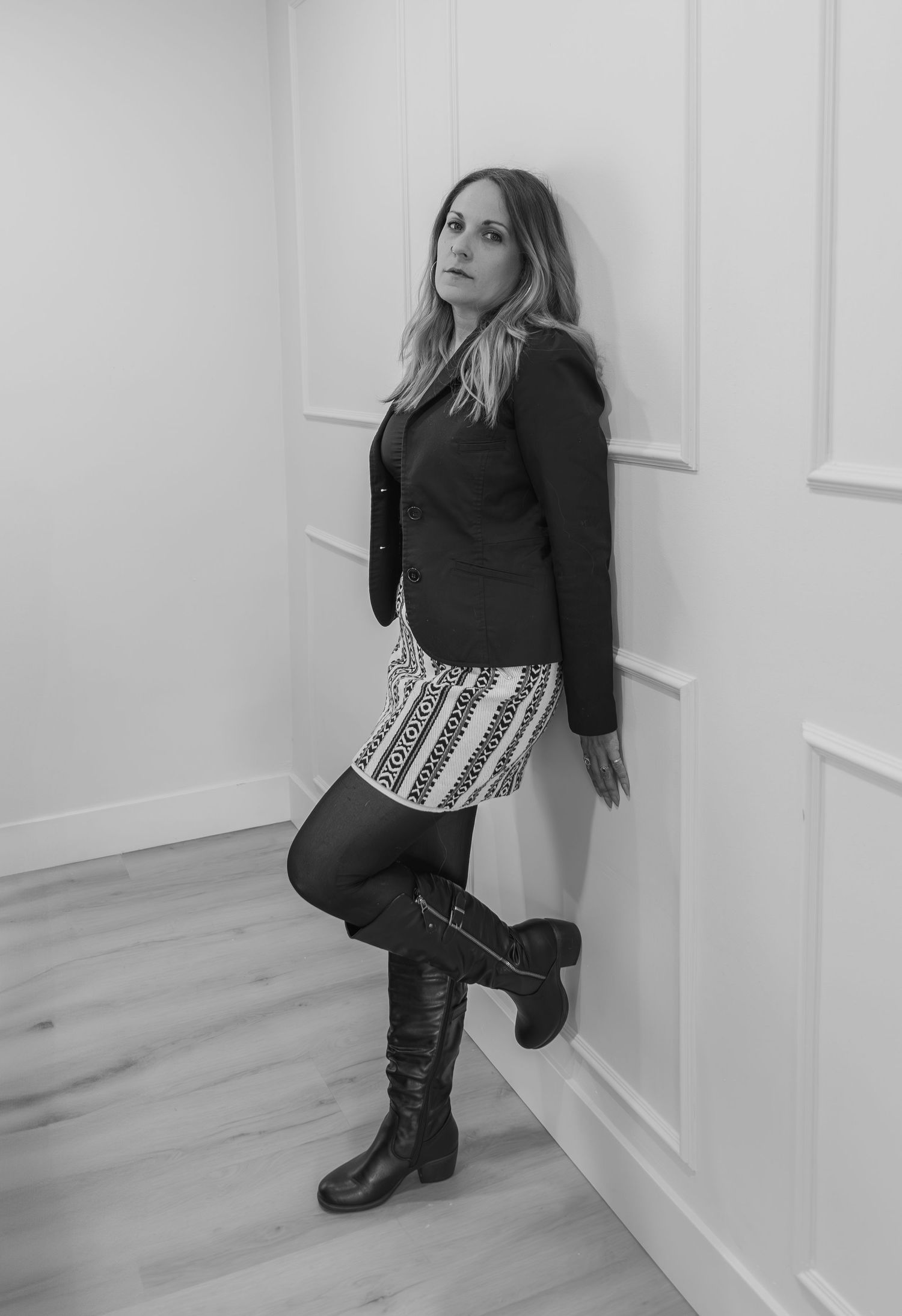 Model against wall portrait