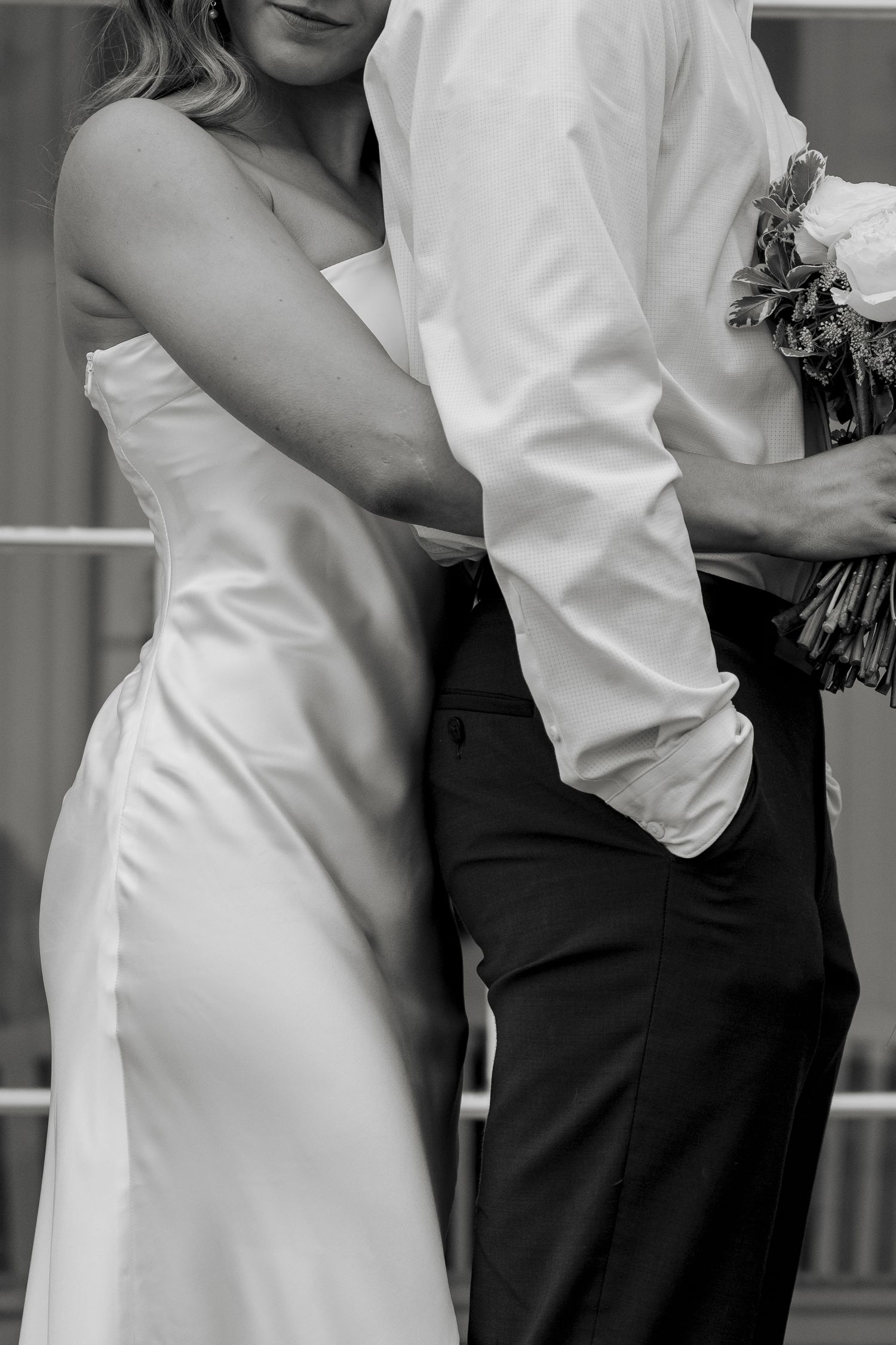Black and white editorial portrait of an engaged couple at Blithewold Manor in Bristol, Rhode Island.