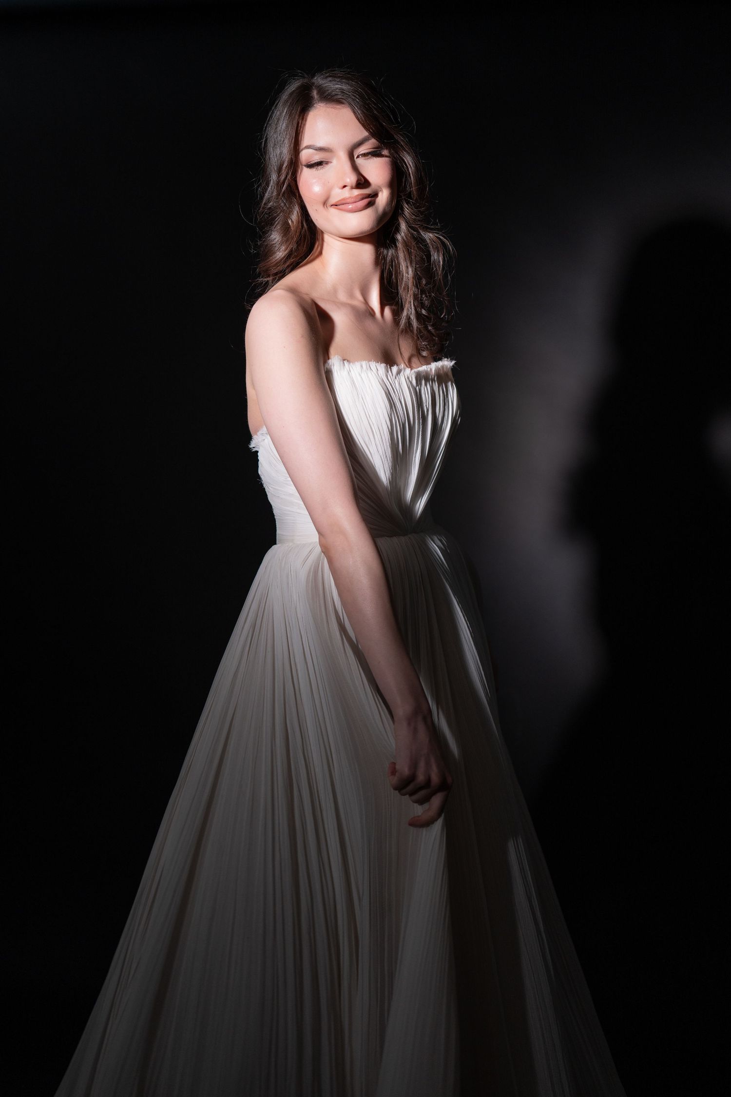 ditorial bridal portrait photographed in a photography studio in Milford, Connecticut.