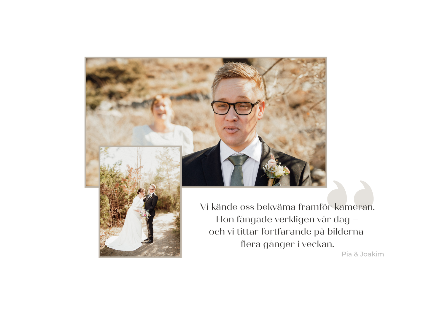 Kundrecension från bröllopsfotografering i naturligt ljus.