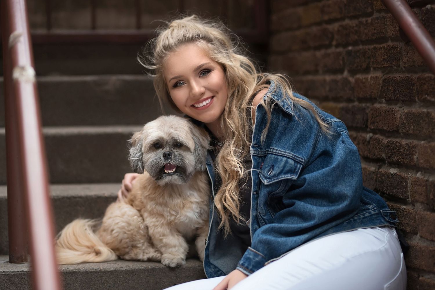 Senior girl with a dog