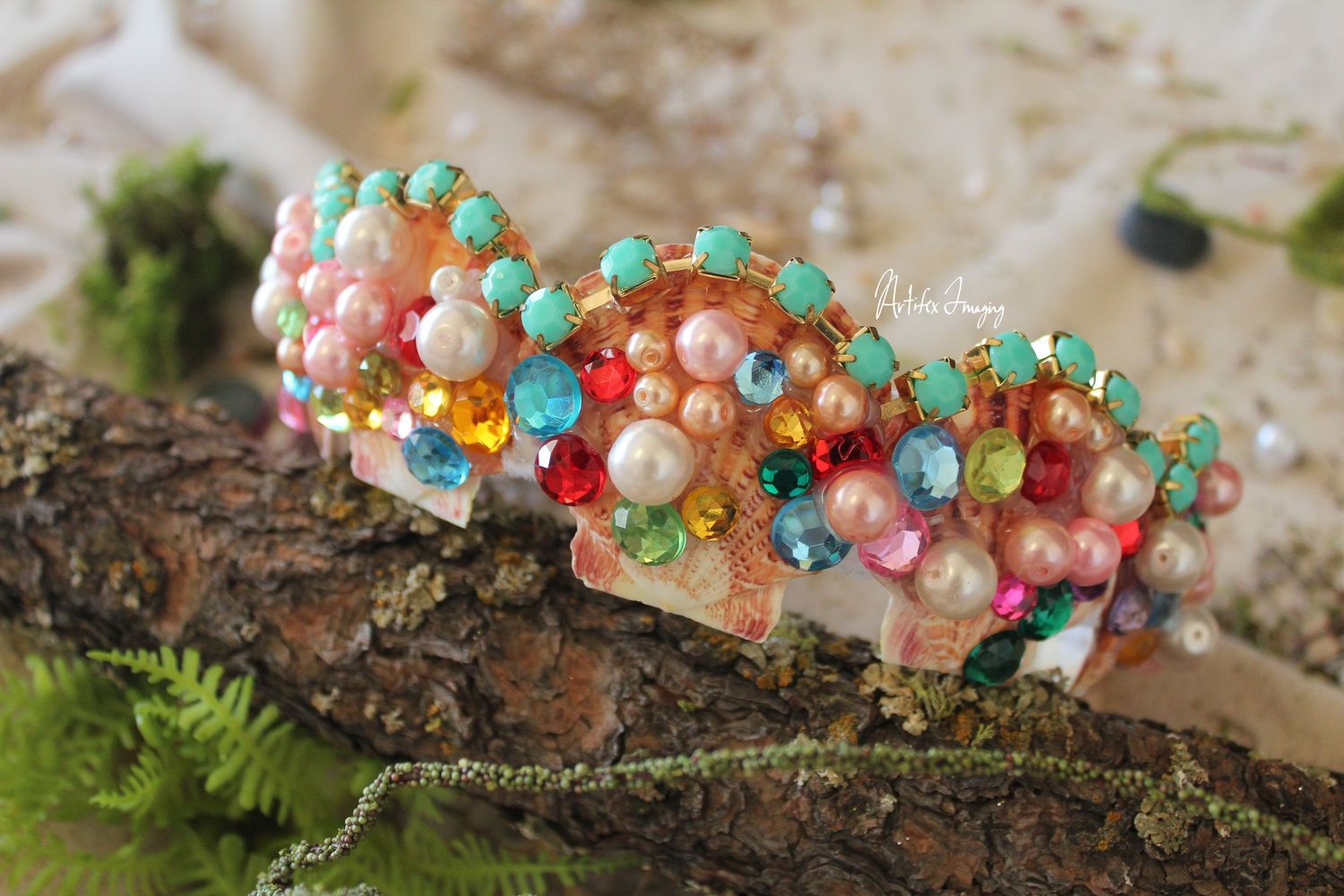 Creative commercial session of a hand-made mermaid crown taken by Artifex Imaging in Bakersfield, CA. for Etsy shop TheWildandBroken.