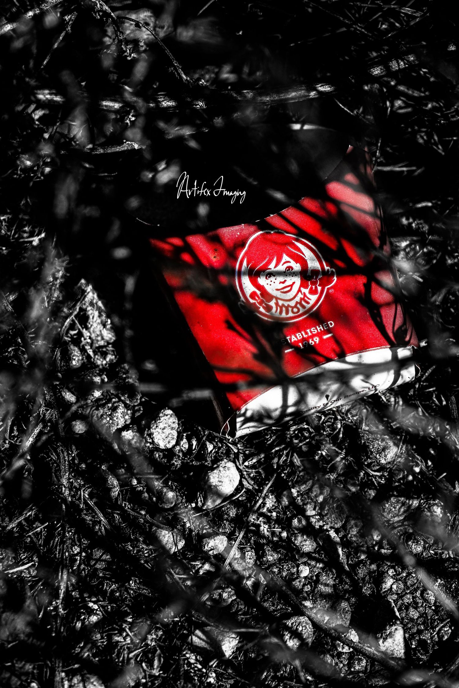 California Love series; image featuring an overshadowed, discarded fast-food container taken by Artifex Imaging in Bakersfield, CA.