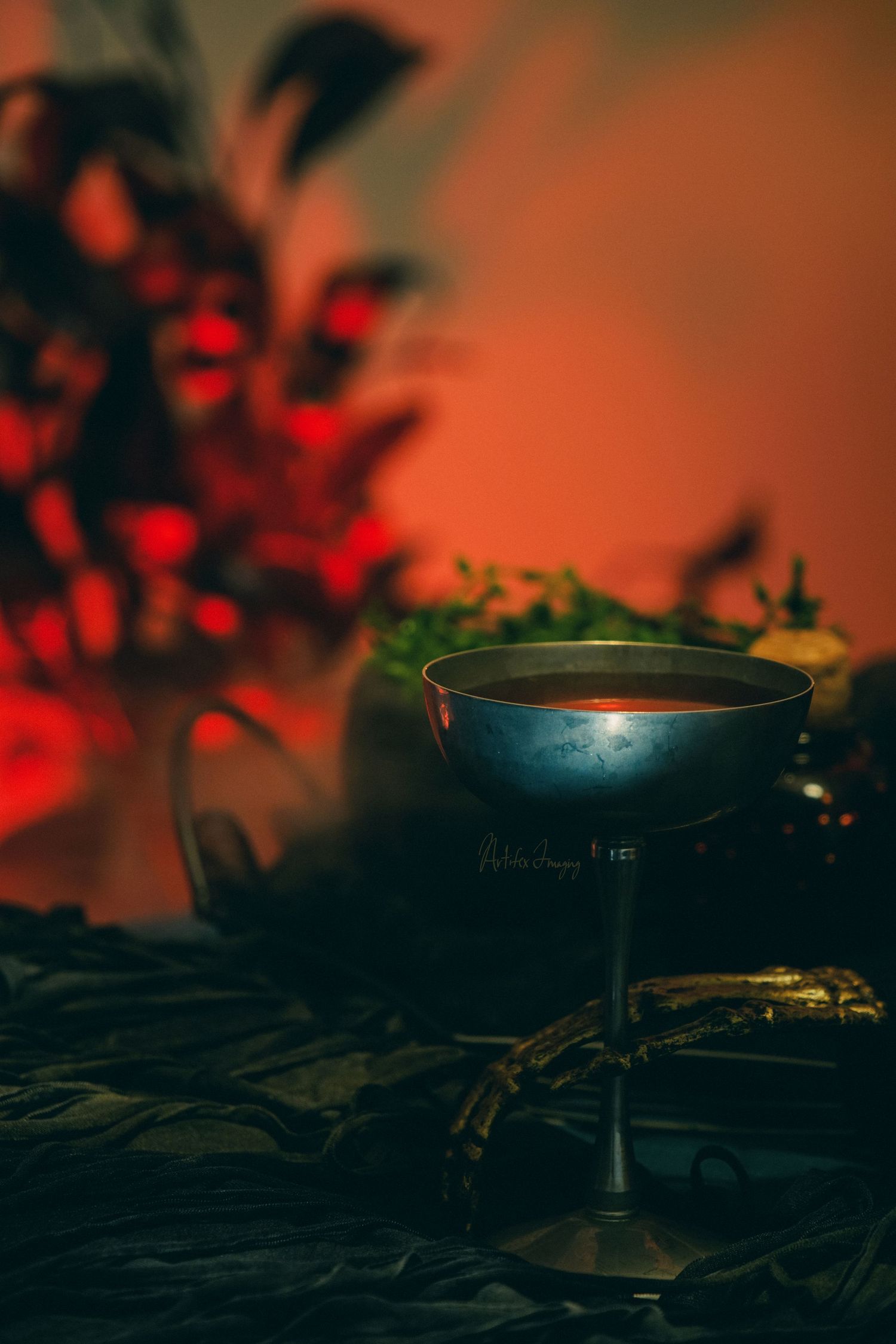 Golden Opportunity series; image featuring a gold skeleton hand holding a wine goblet  taken by Artifex Imaging in Bakersfield, CA.