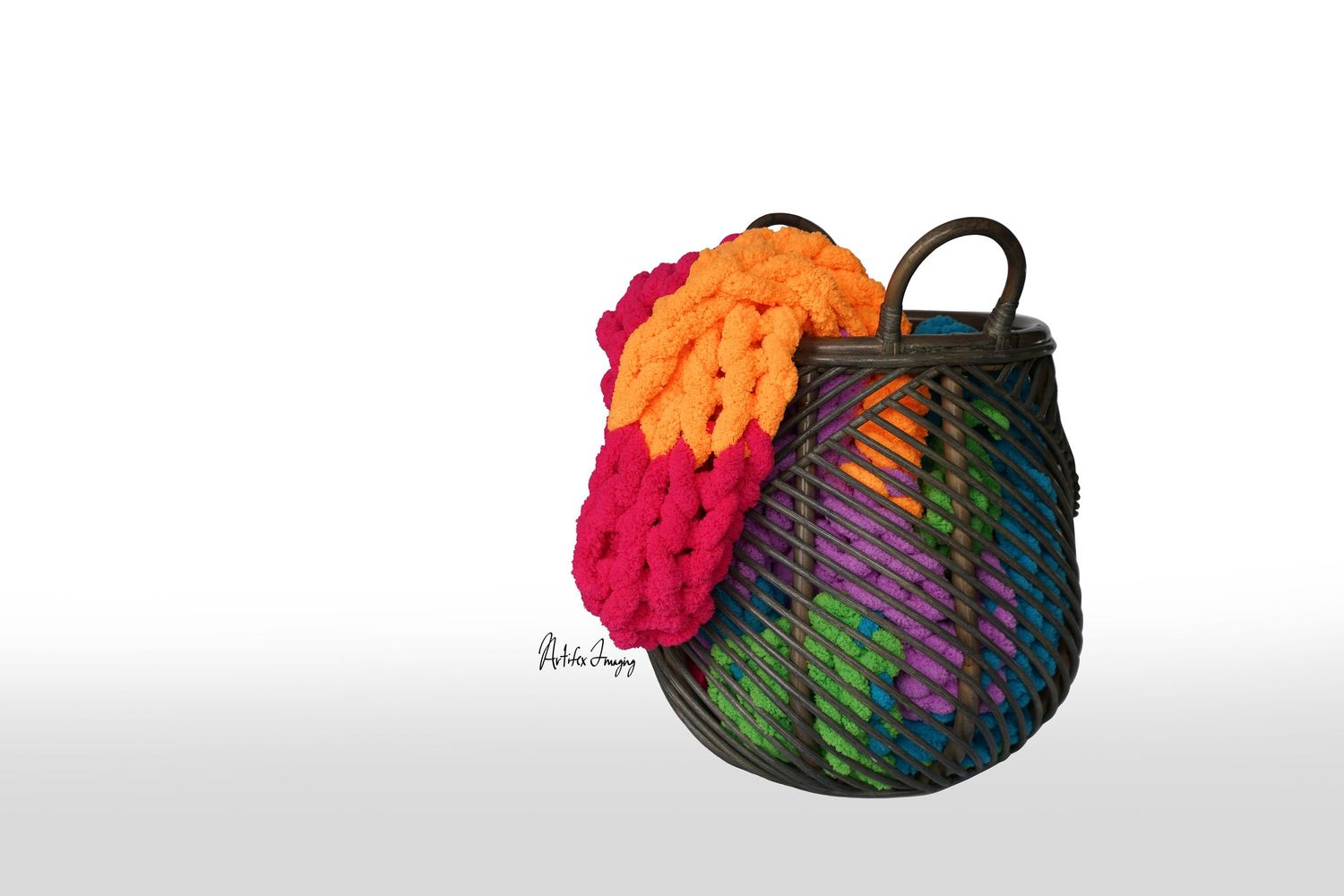Creative commercial session of a hand-made knitted blanket taken by Artifex Imaging in Bakersfield, CA. for Etsy shop Jenitco.