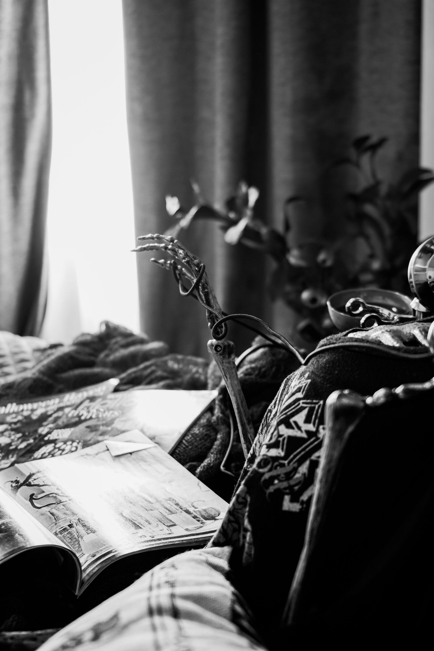 Golden Opportunity series; image featuring a gold skeleton playing with a phone cord taken by Artifex Imaging in Bakersfield, CA.