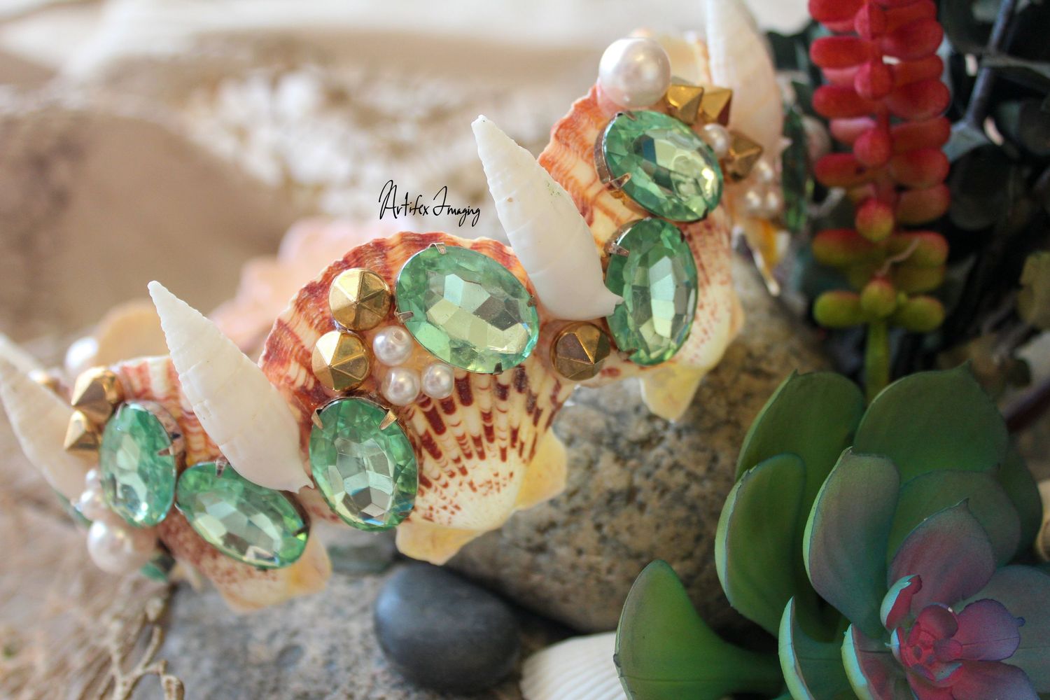 Creative commercial session of a hand-made mermaid crown taken by Artifex Imaging in Bakersfield, CA. for Etsy shop TheWildandBroken.