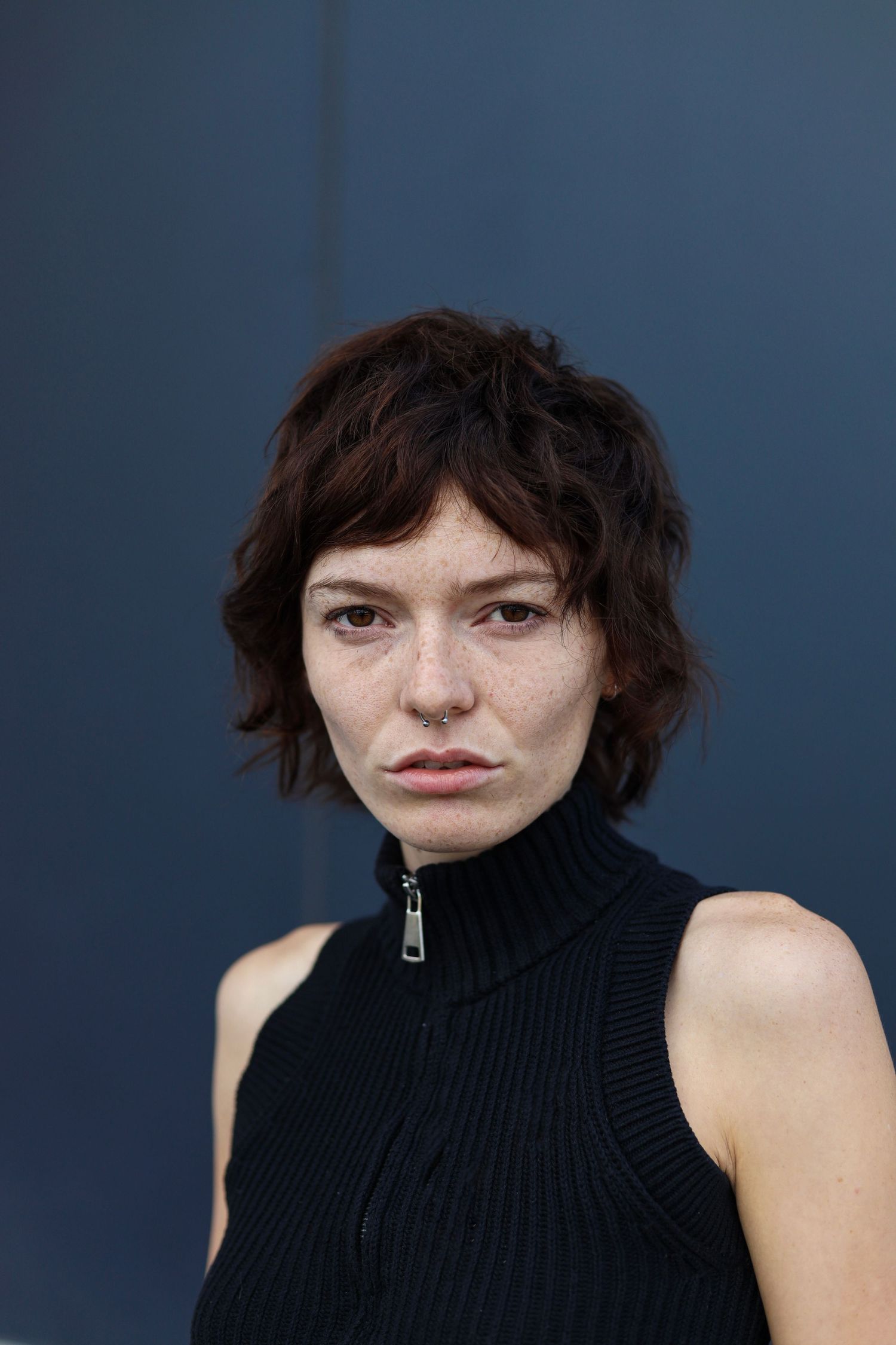 colour portrait shot of a female model with brown hair