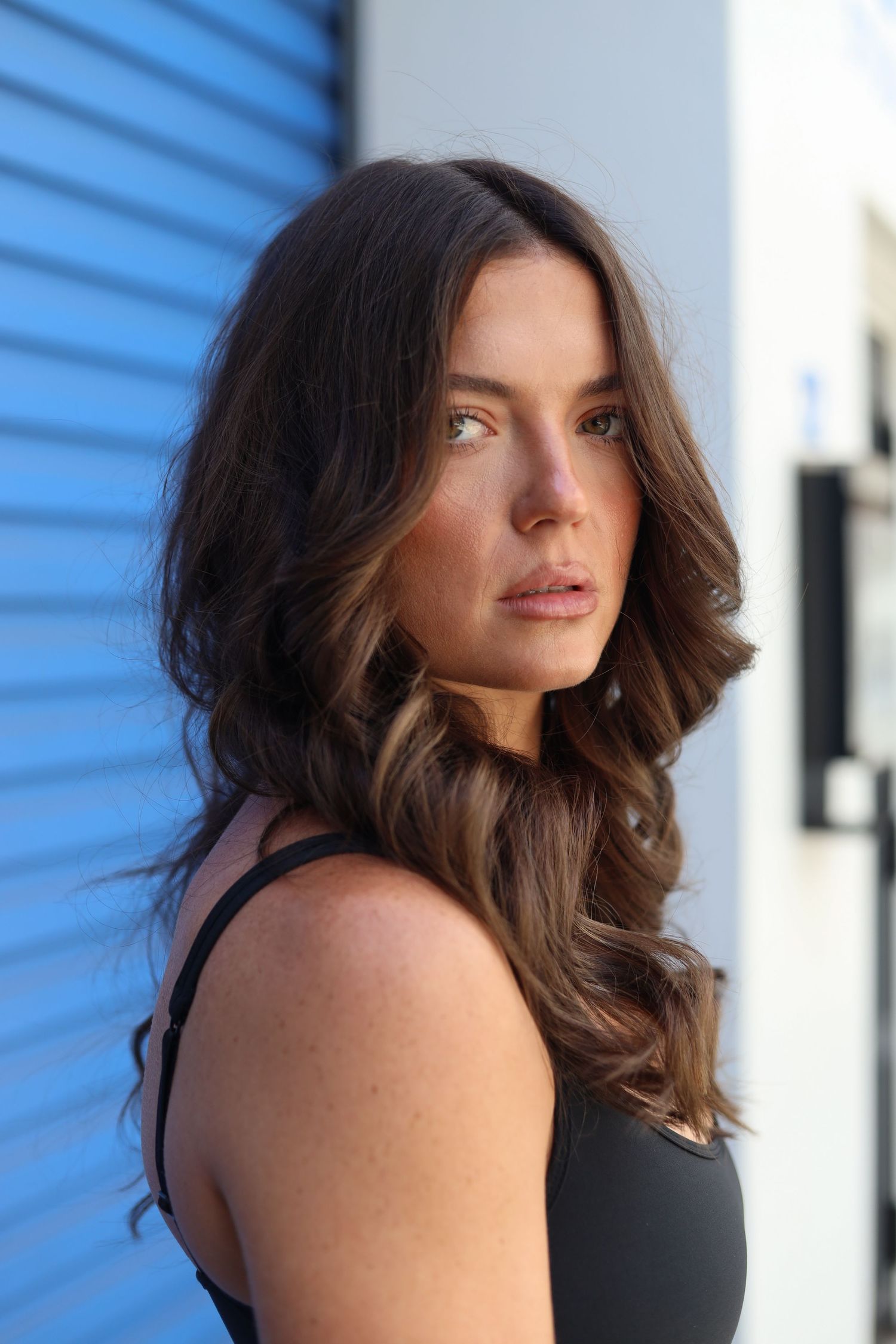 colour portrait shot of a female model with brown hair