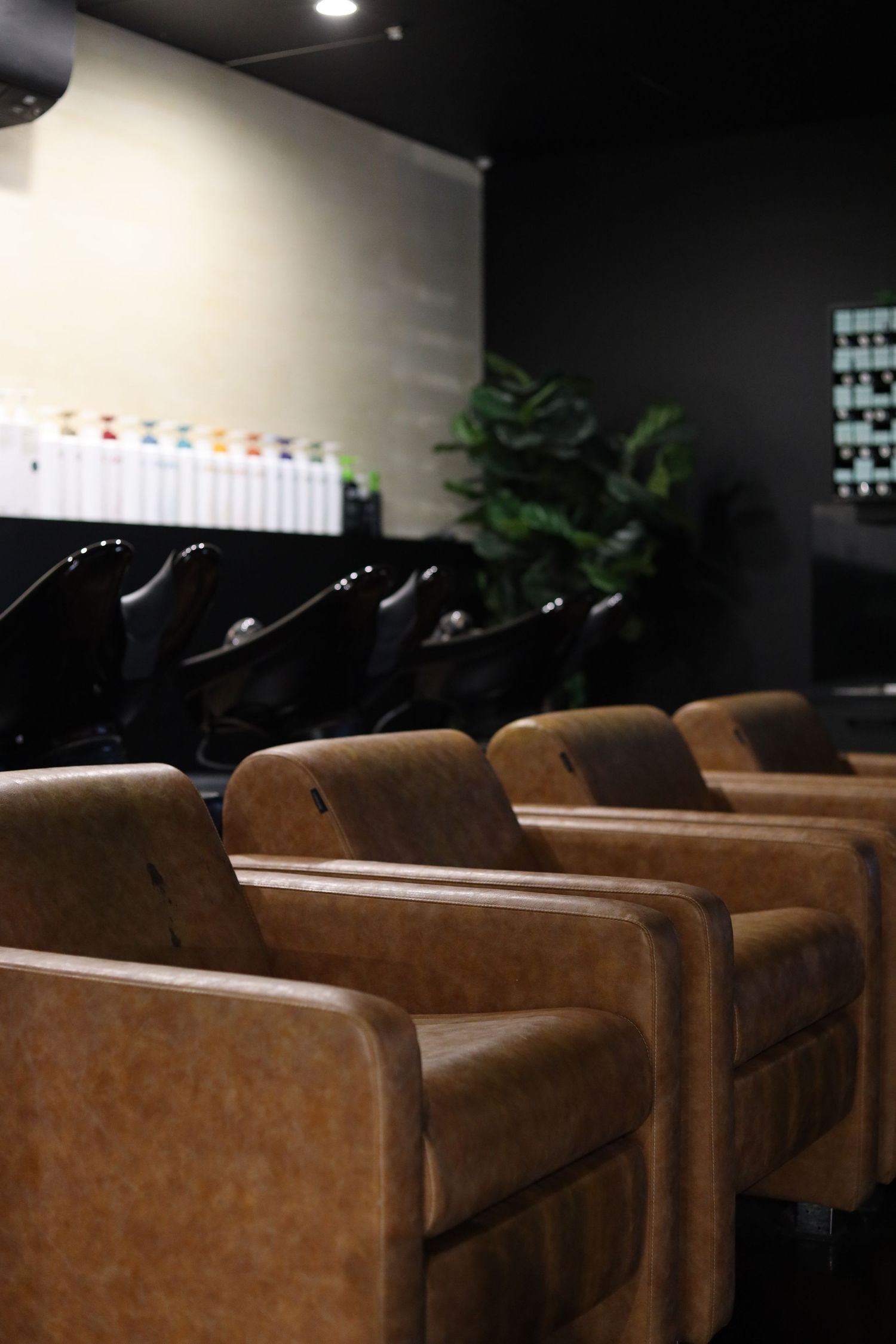 Inside a hair salon basin area