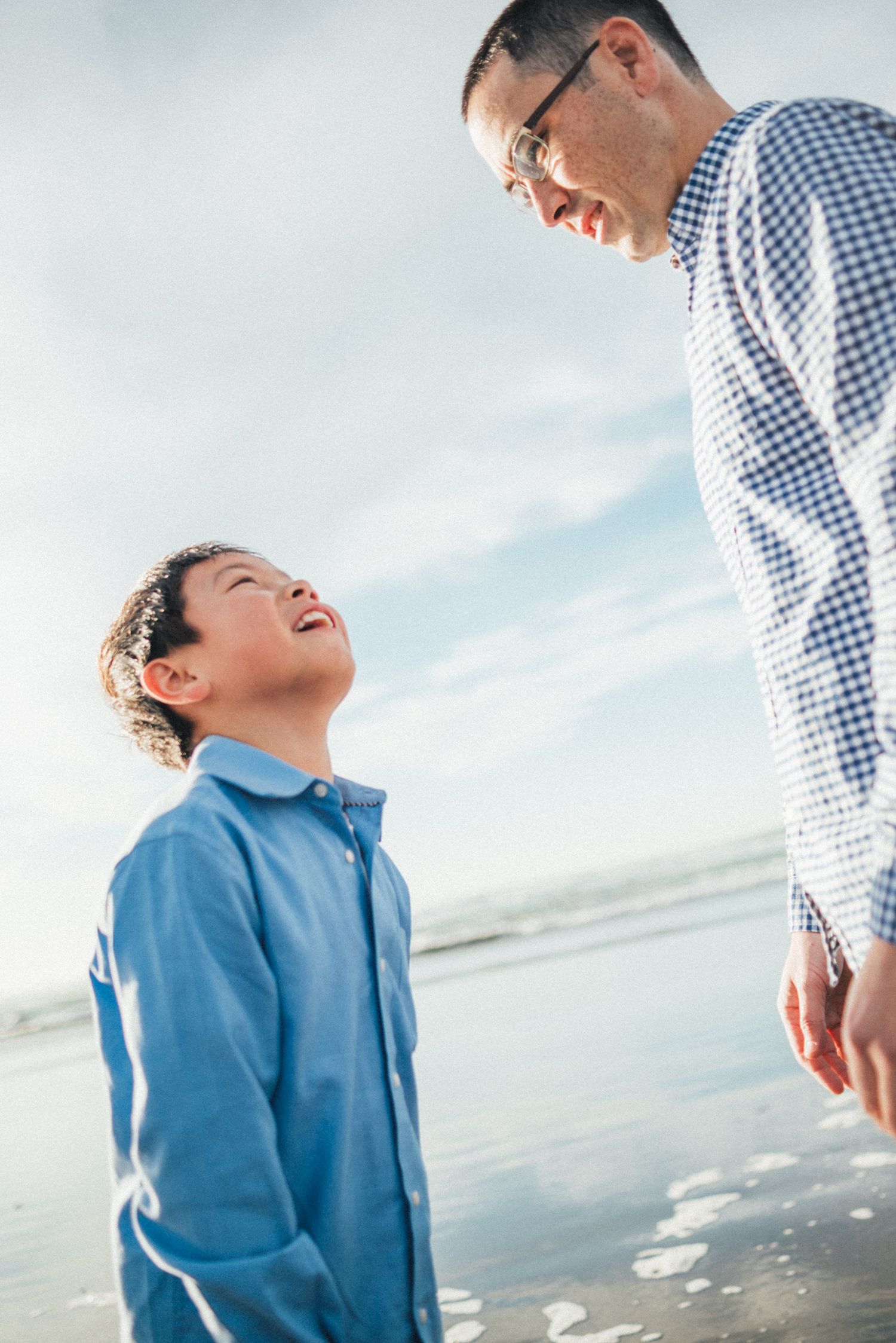 Father and son at Ocean Beach. San Francisco family photography.