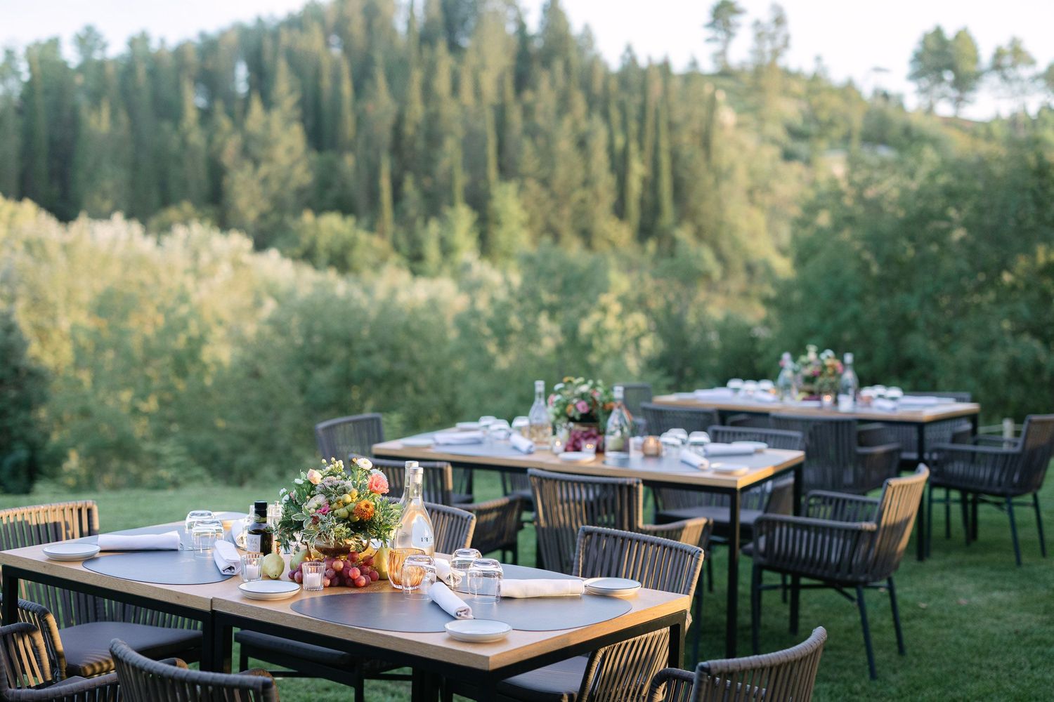Elegant wedding table setup in Sicily with flowers, soft lighting, and Mediterranean-inspired decor for a multi-day destination celebration.
