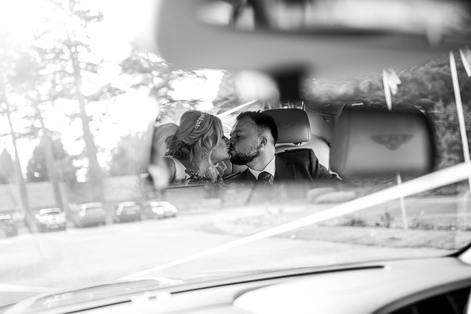 Artistic black and white detail shots through a vintage car windshield. Muthu Newton Hotel Nairn Wedding photography