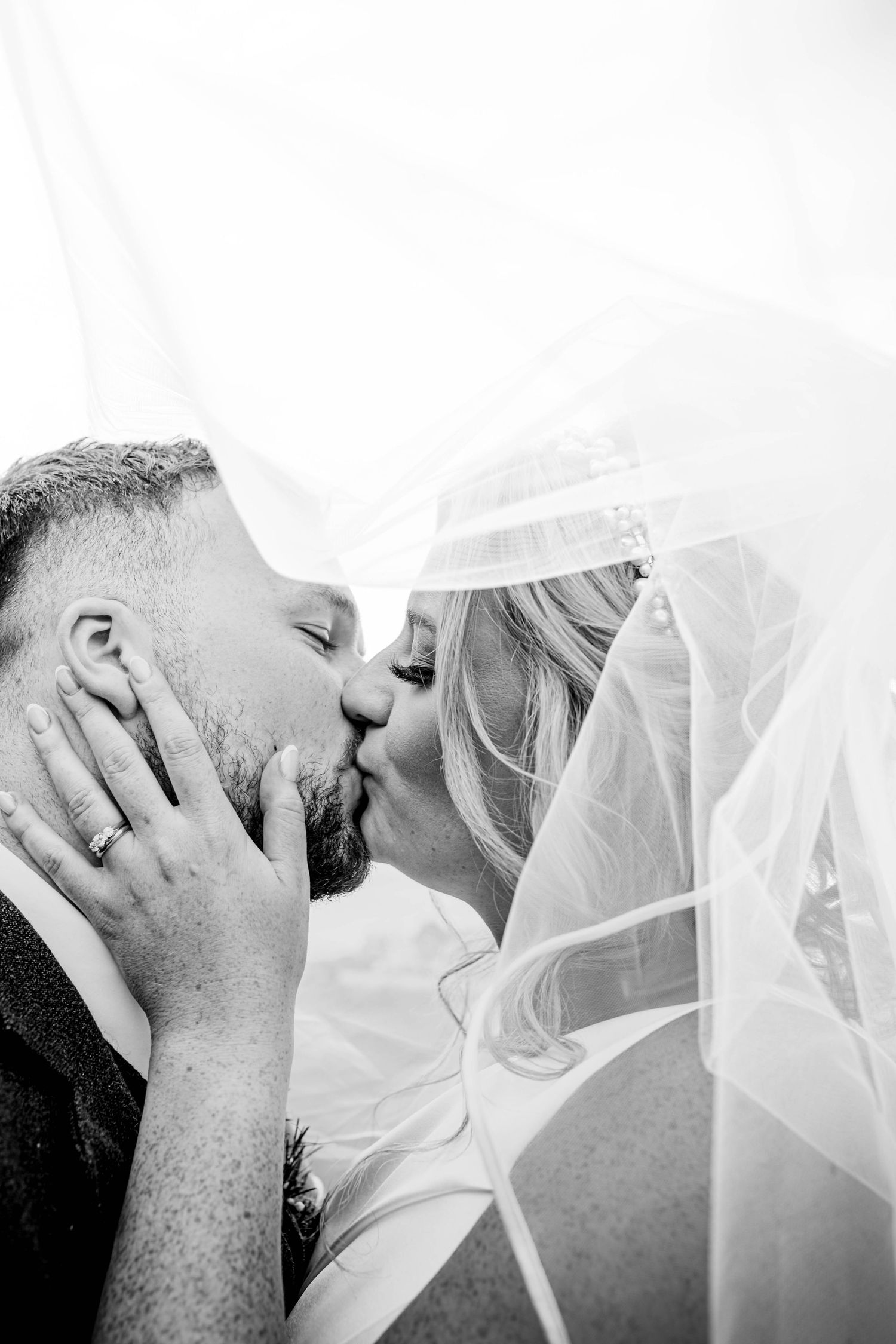 Romantic black and white close-up shots through a wedding veil. Muthu Newton Hotel Nairn Wedding photography