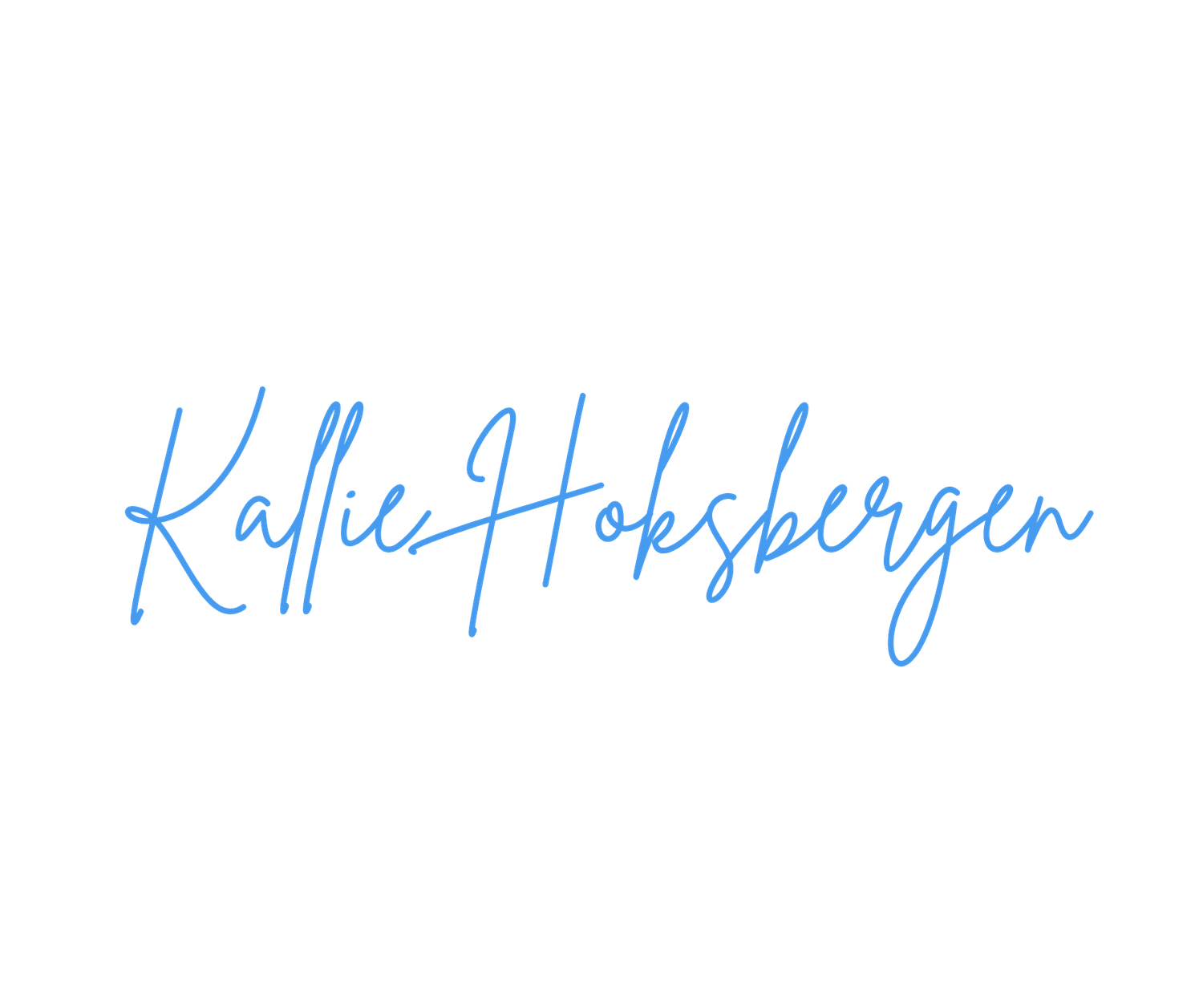 Blue cursive signature of Kallie Hoksbergen on a white background.