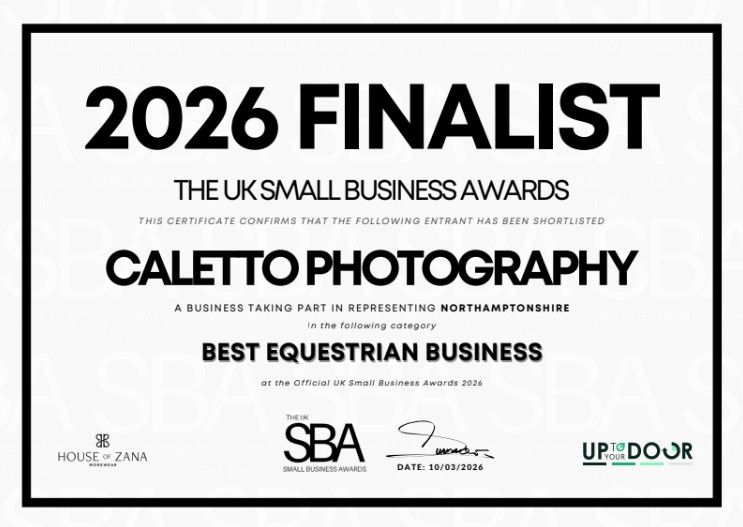 Award badge showing '2026 Finalist Best Equestrian Business' from the UK Small Business Awards.