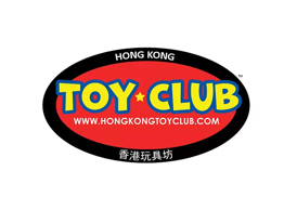 Toy store logo design featuring text TOY CLUB with Hong Kong branding and red accents.玩具店標誌設計，以「TOY CLUB」字樣為主，融入香港品牌元素和紅色點綴。