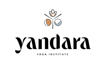 Yandara Yoga Institute logo with elegant typography and a decorative lotus flower emblem in earth tones.