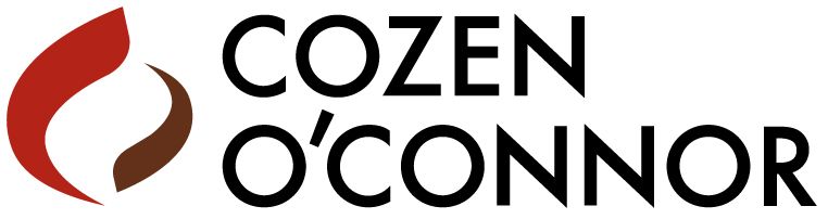 Cozen O'Connor law firm logo featuring a red flame icon beside bold black text on white background.