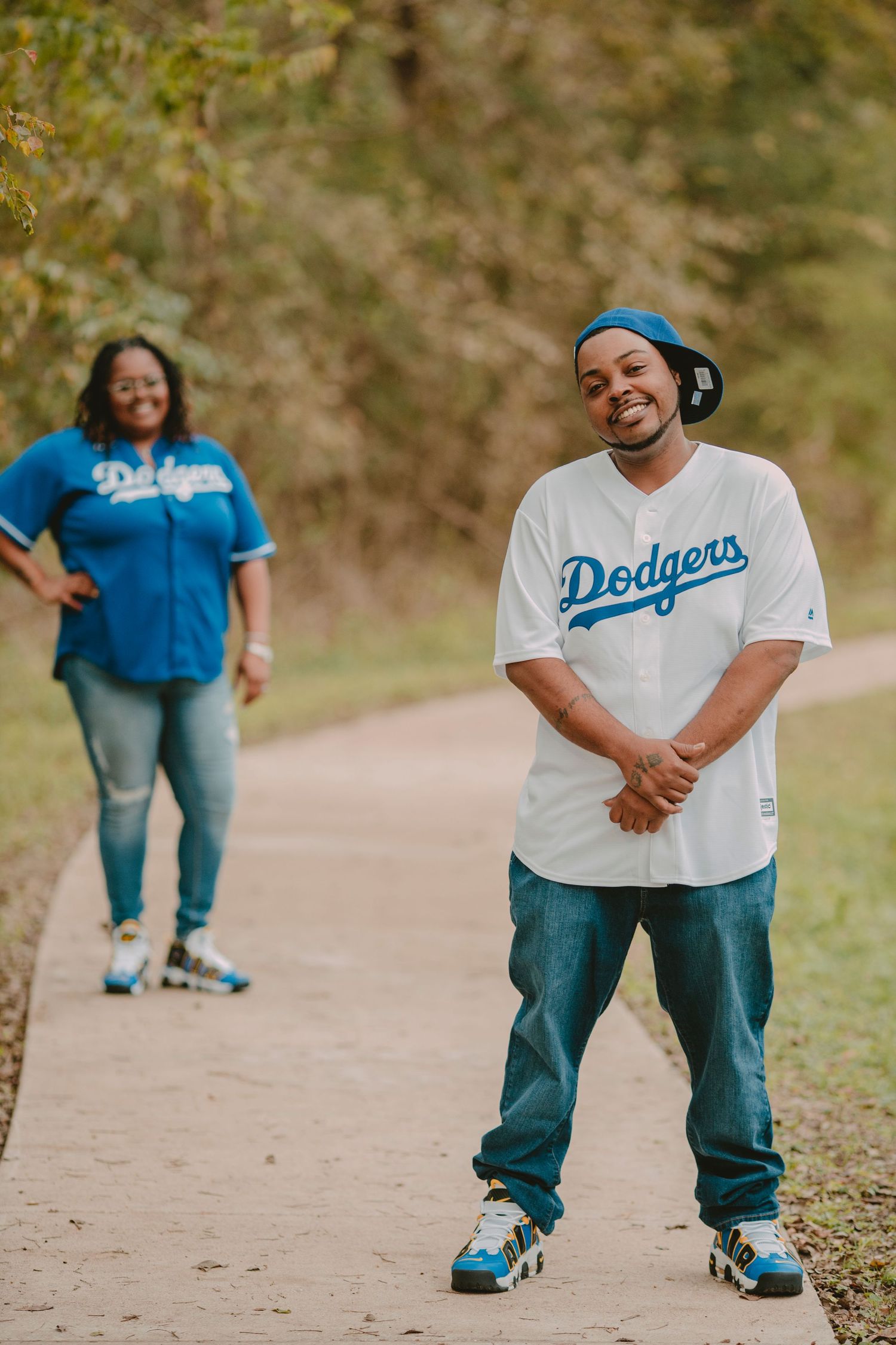 Romantic couple session in Pearland TX during golden hour with earthy true-to-color tones
