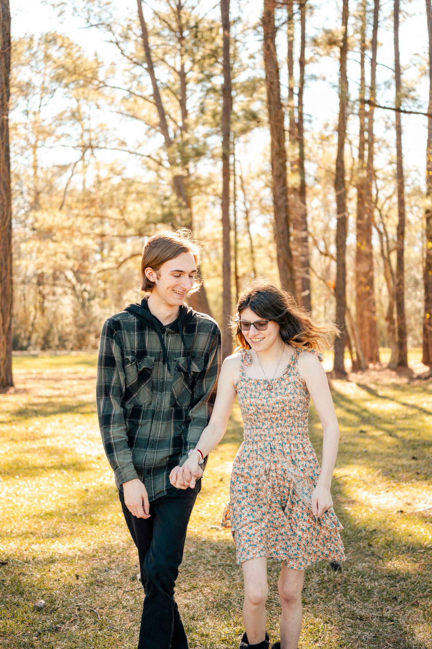 Couple photography session in Pearland Texas with natural light and candid outdoor moments