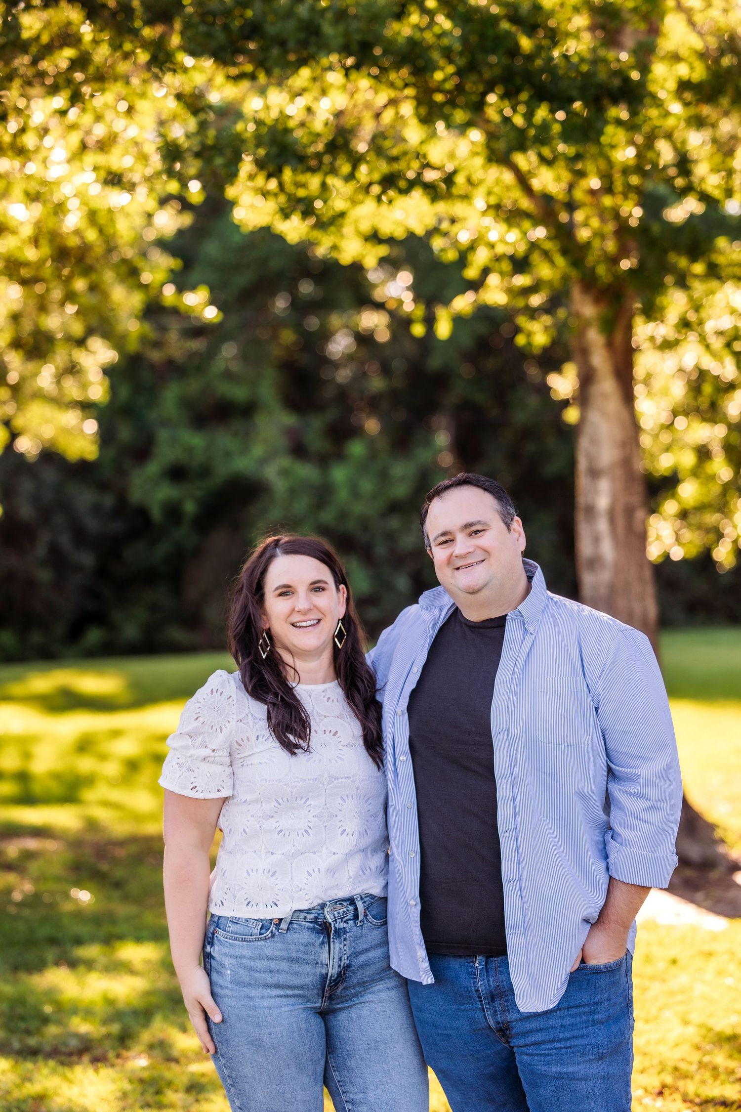 Candid couples photos in Houston Texas showing laughter and intimate connection outdoors