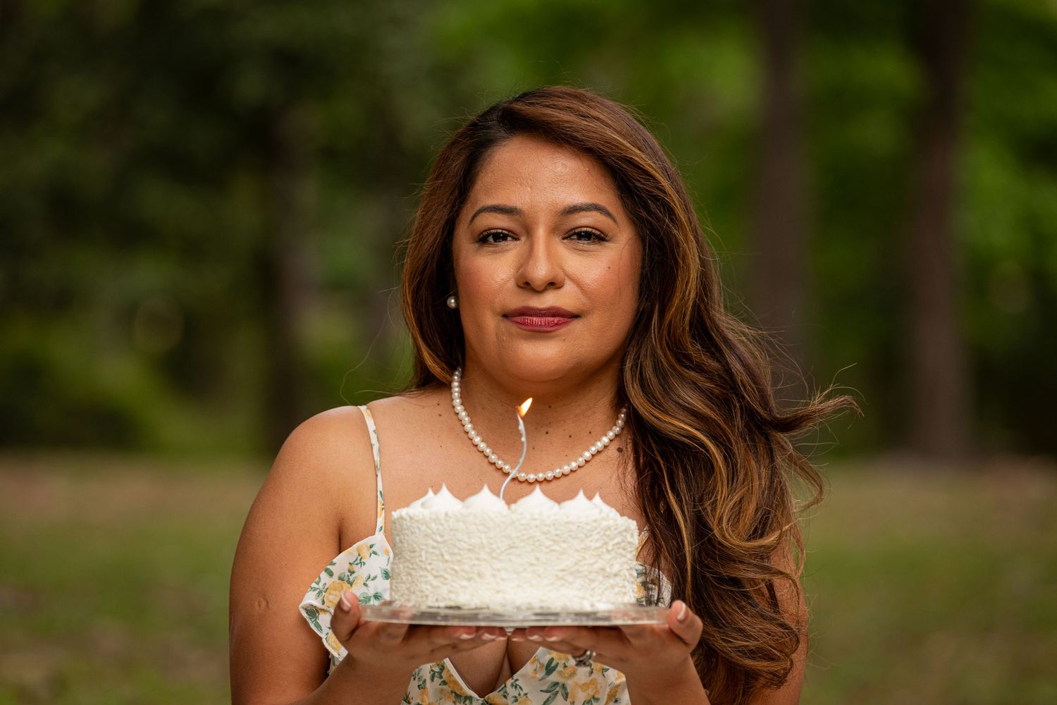 Birthday girl with cake
