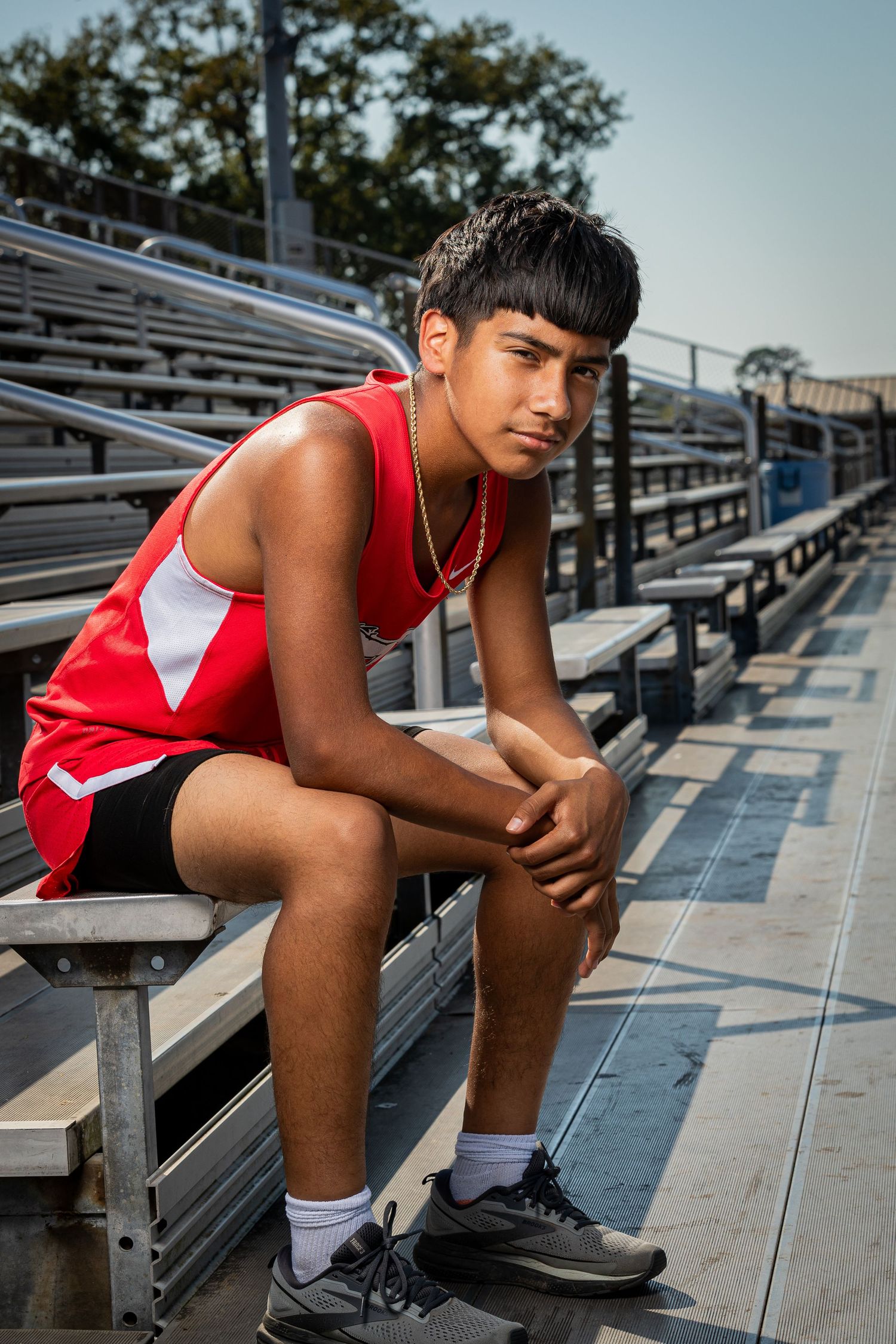 High school athlete posing