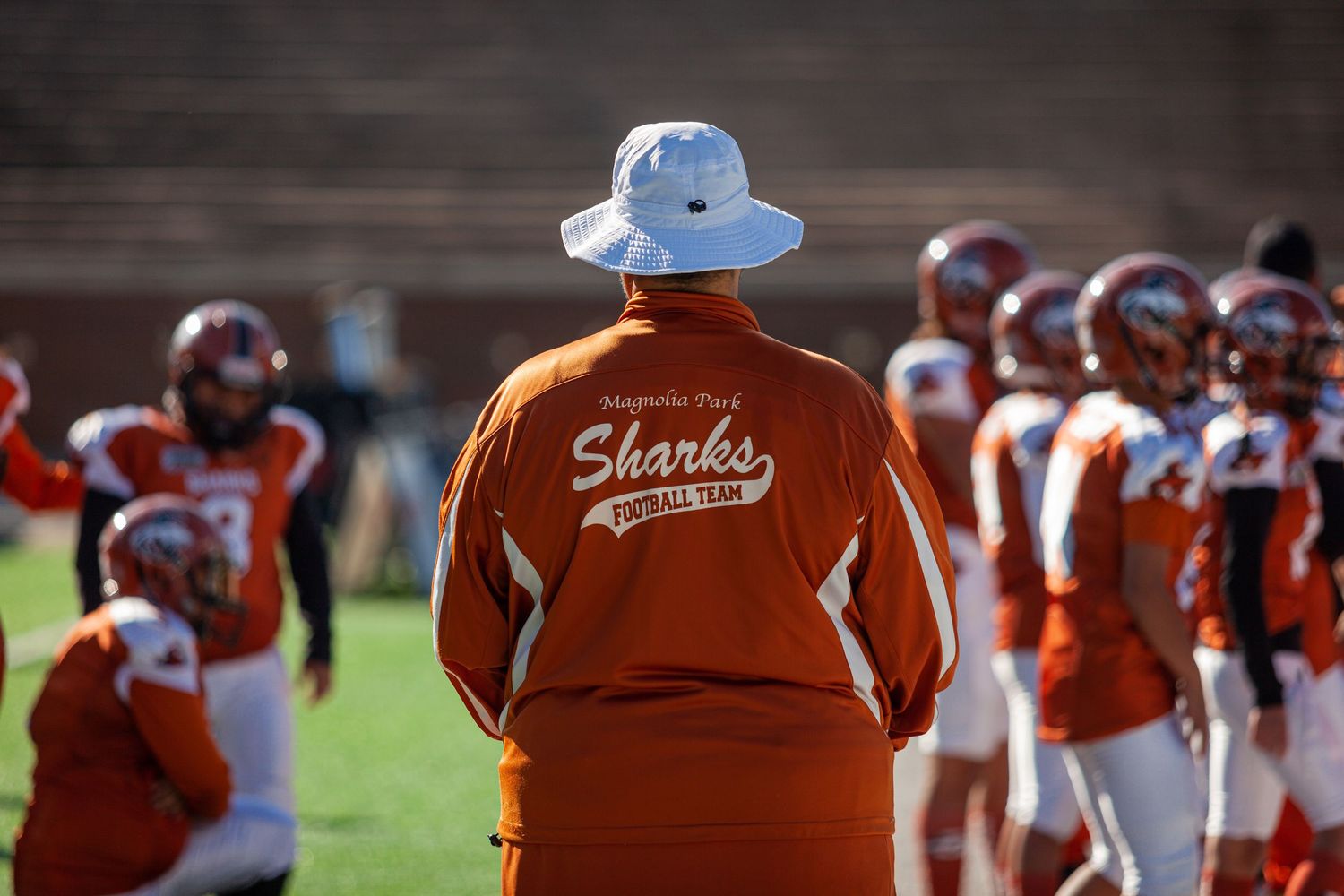 Warming up, little league football
